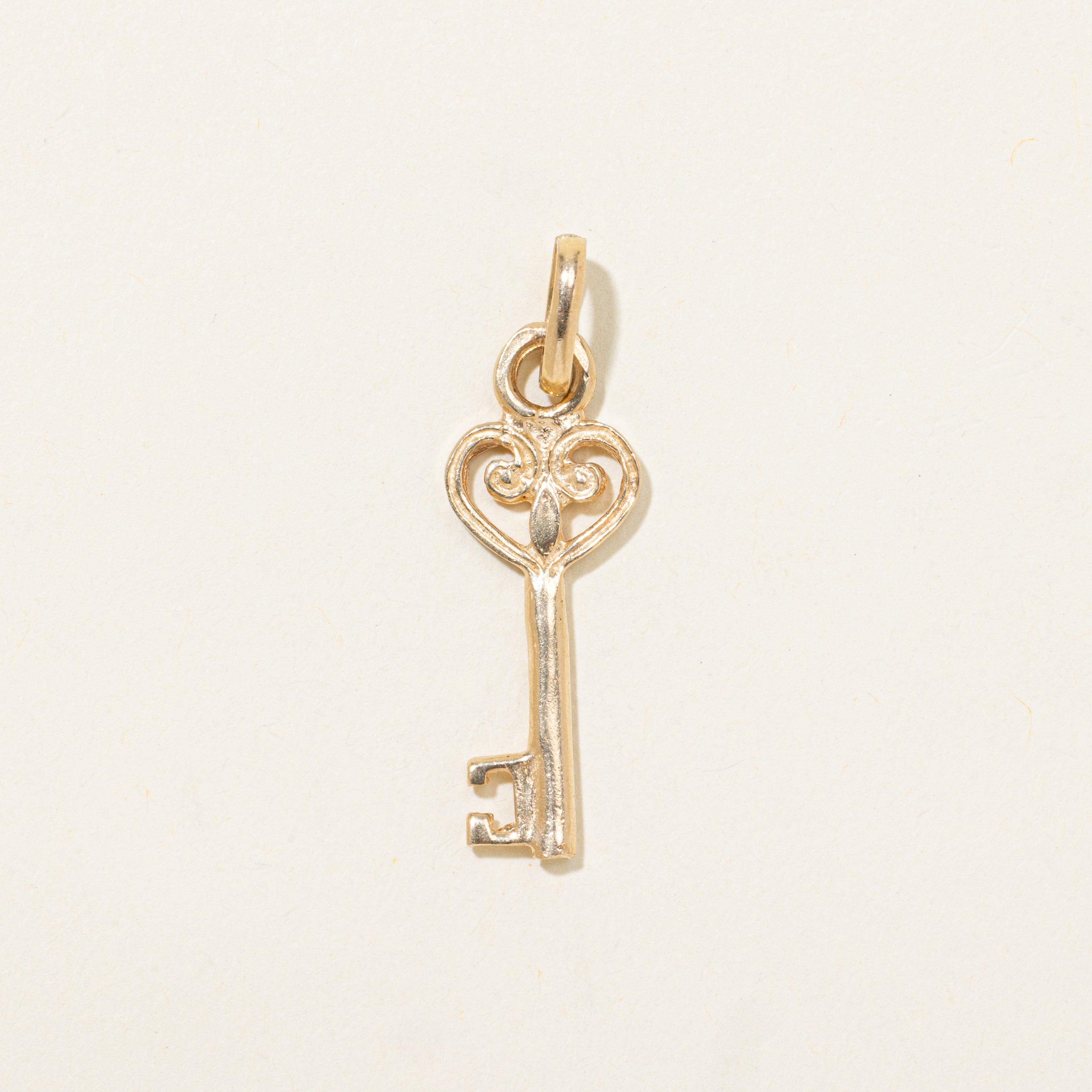 10k Yellow Gold Heart Key Charm