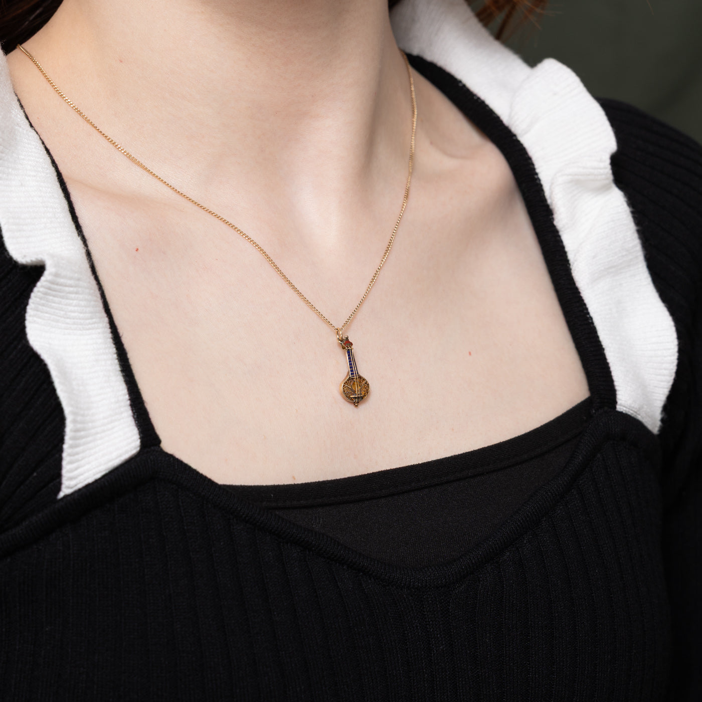 19K Yellow Gold Portugese Guitar Charm