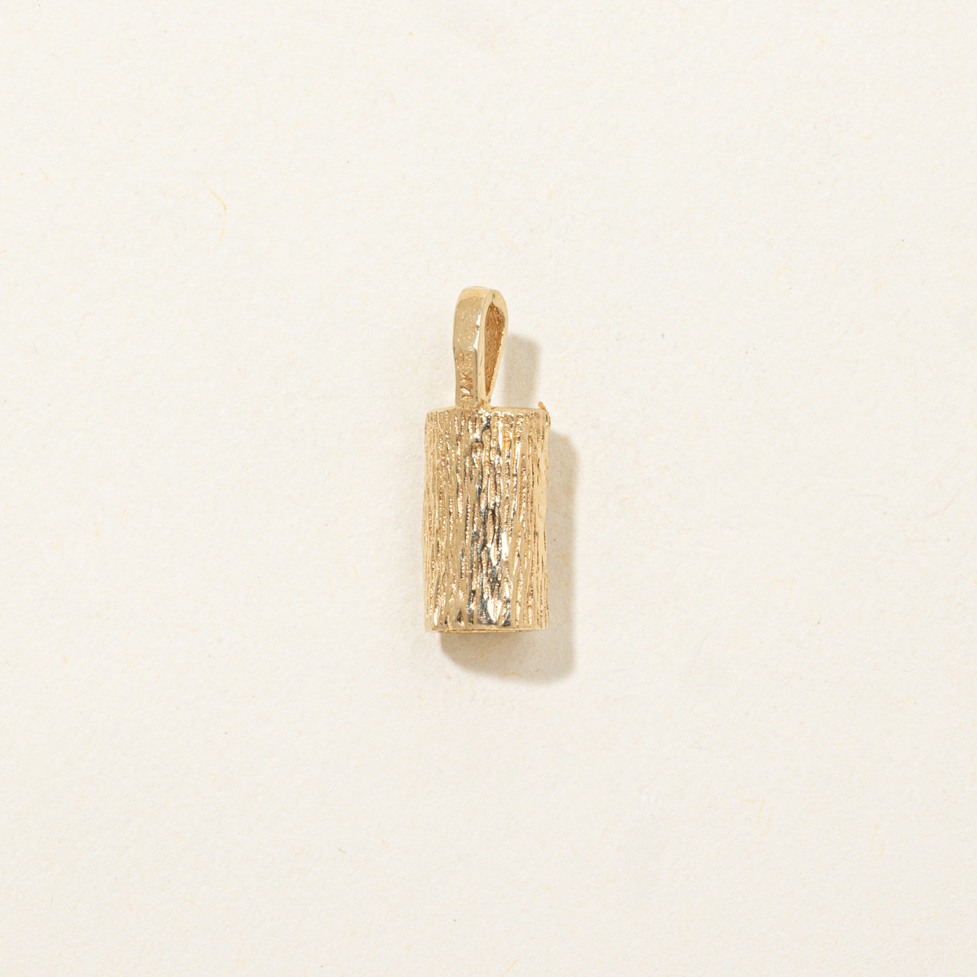 14K Yellow Gold Diamond Tree Bark Pendant