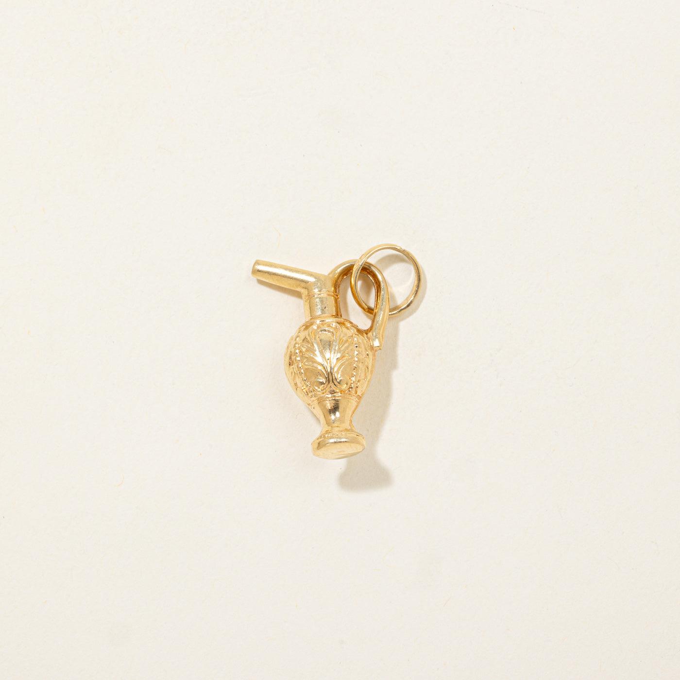 18K Yellow Gold Floral Pitcher Charm