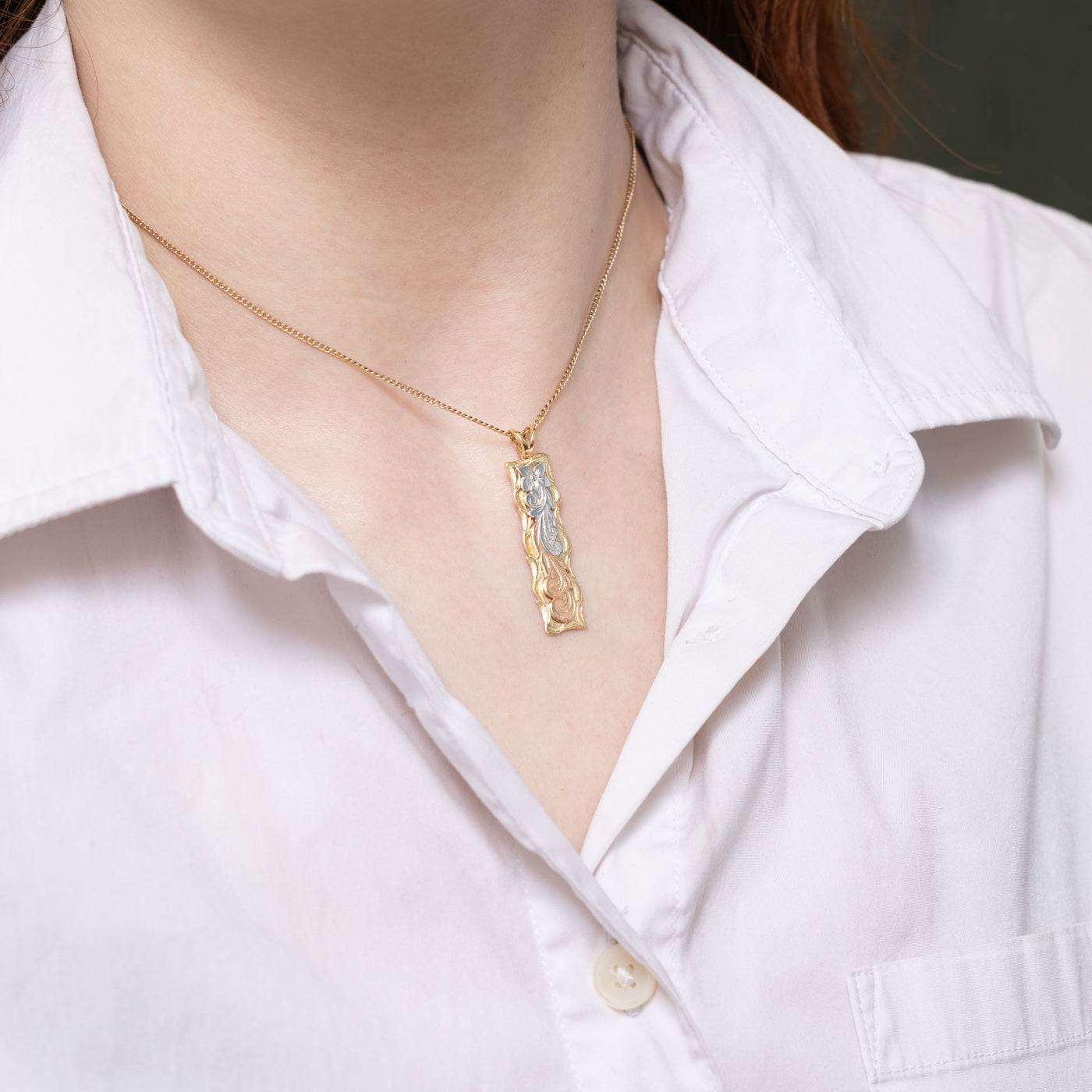 14K Hawaiian Plumeria Drop Pendant