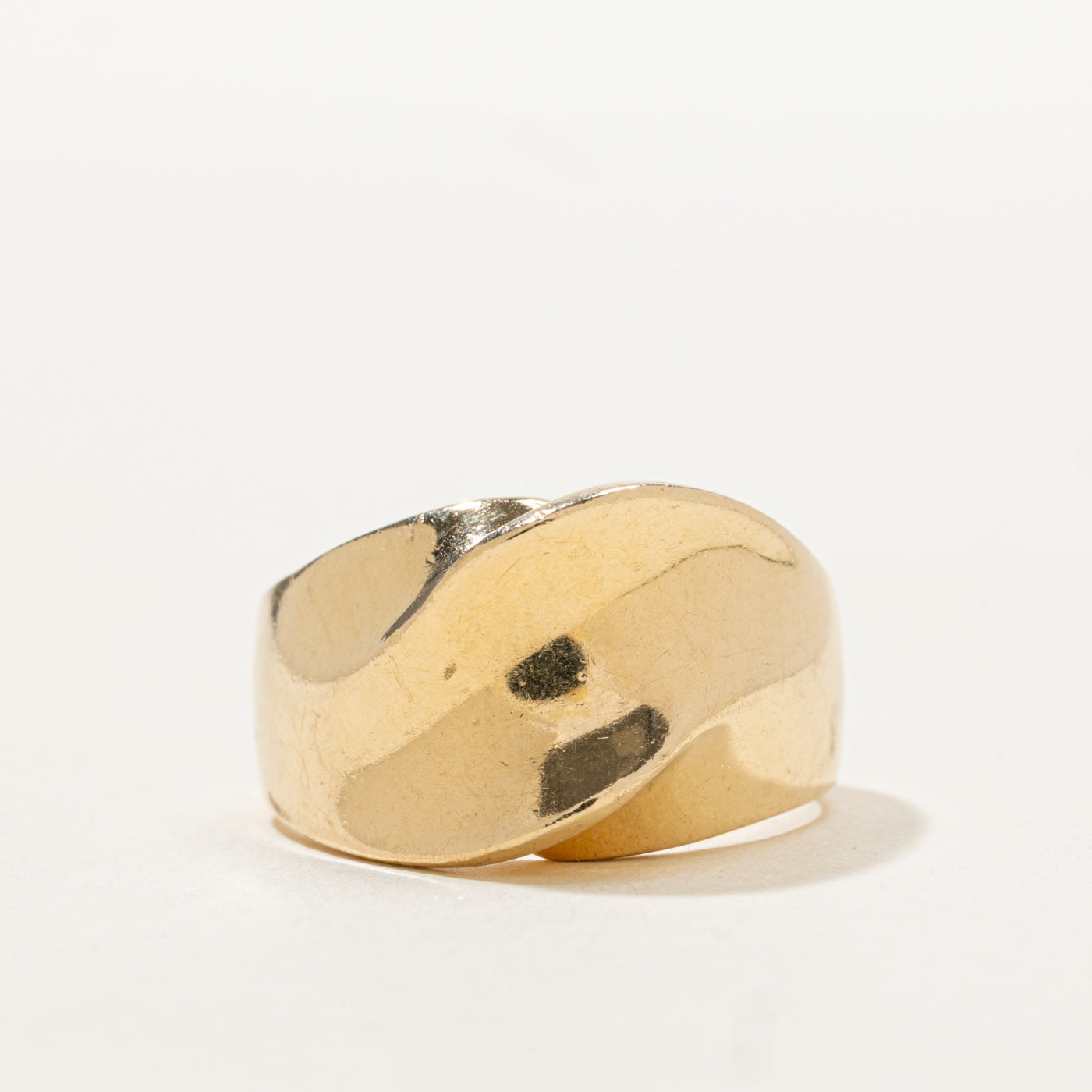 14K Yellow Gold Grooved Chunky Ring | SZ 6.25