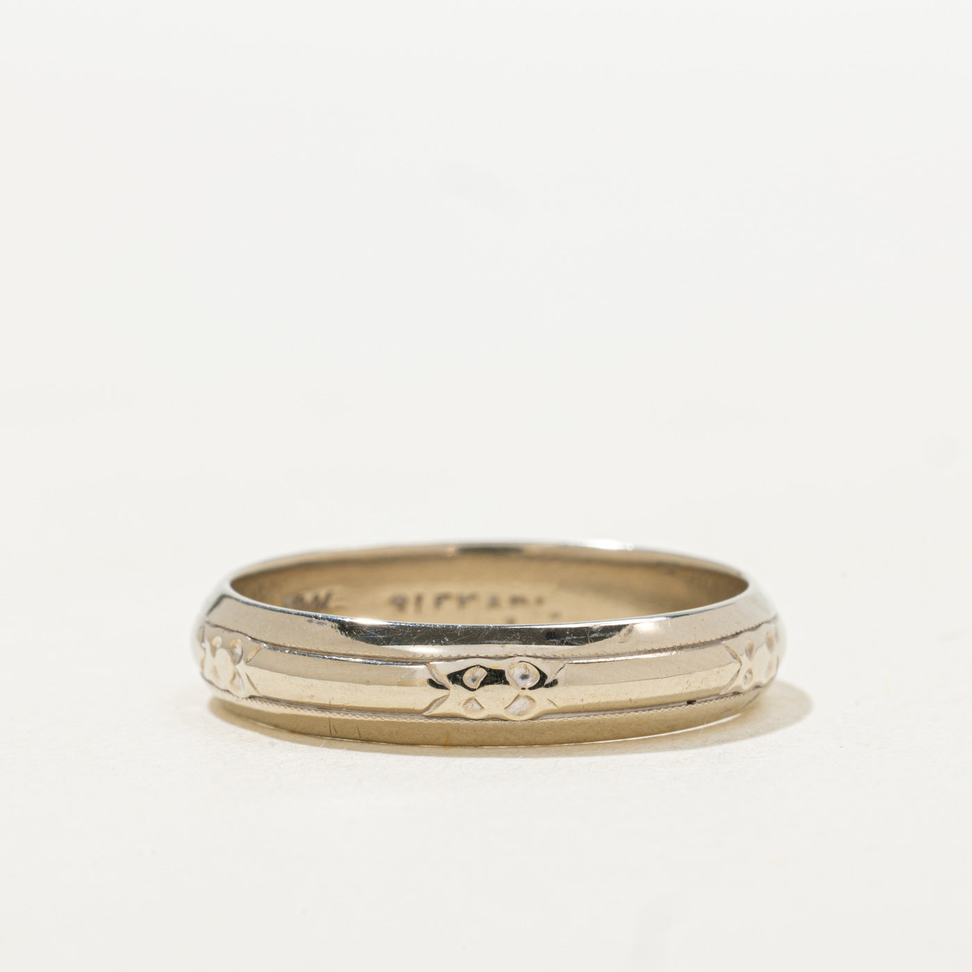 14K White Gold Textured Band | 4.60mm | SZ 10.5
