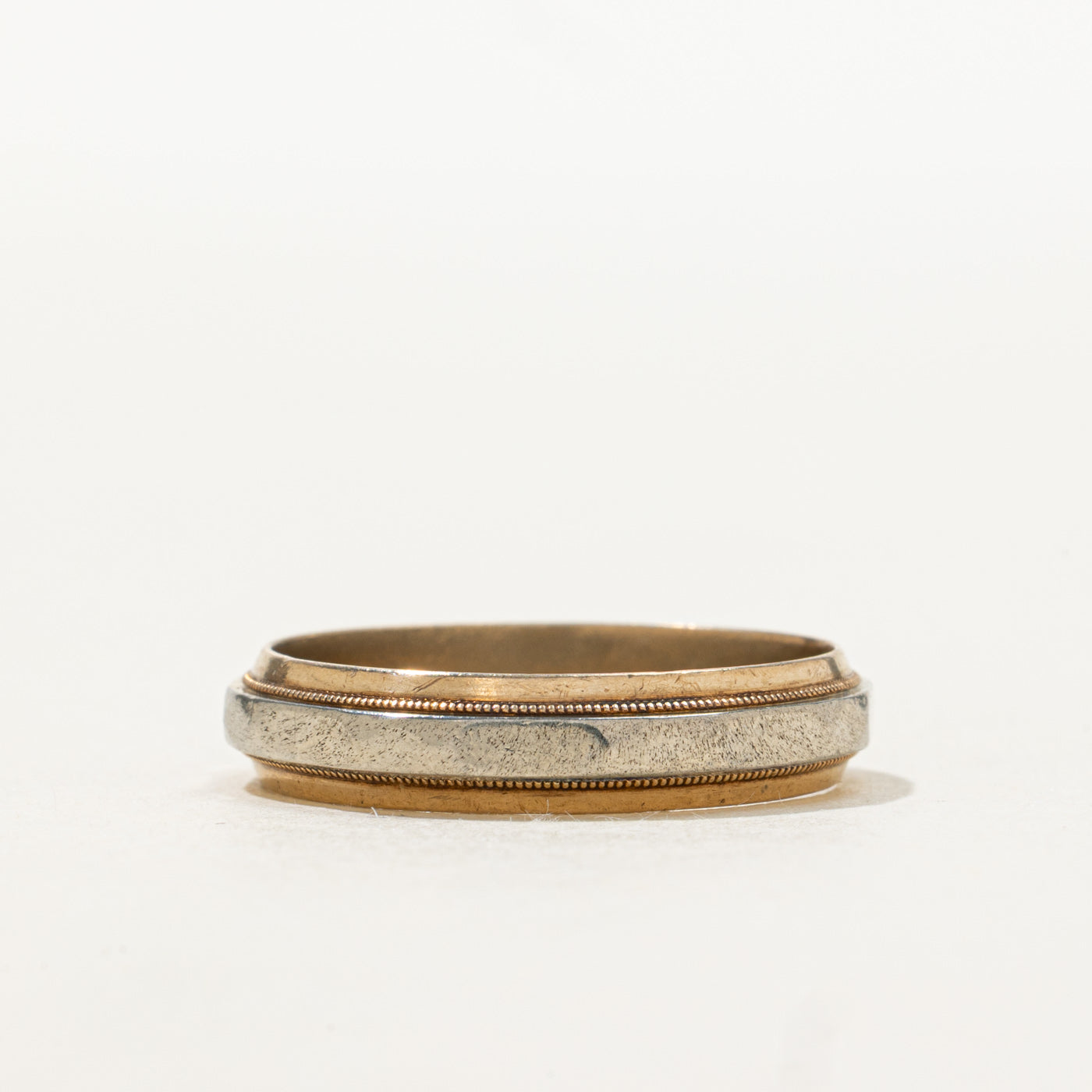 10K Two Tone Gold Milgrain Band | SZ 9.5