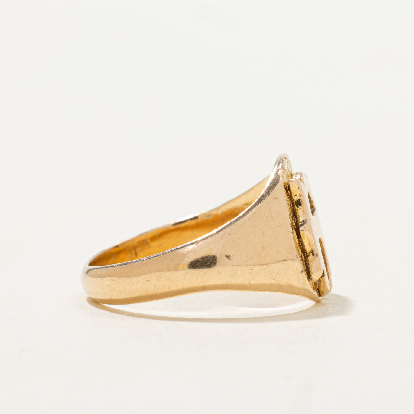 15K Yellow Gold "A" Initial Signet Ring | SZ 6.25