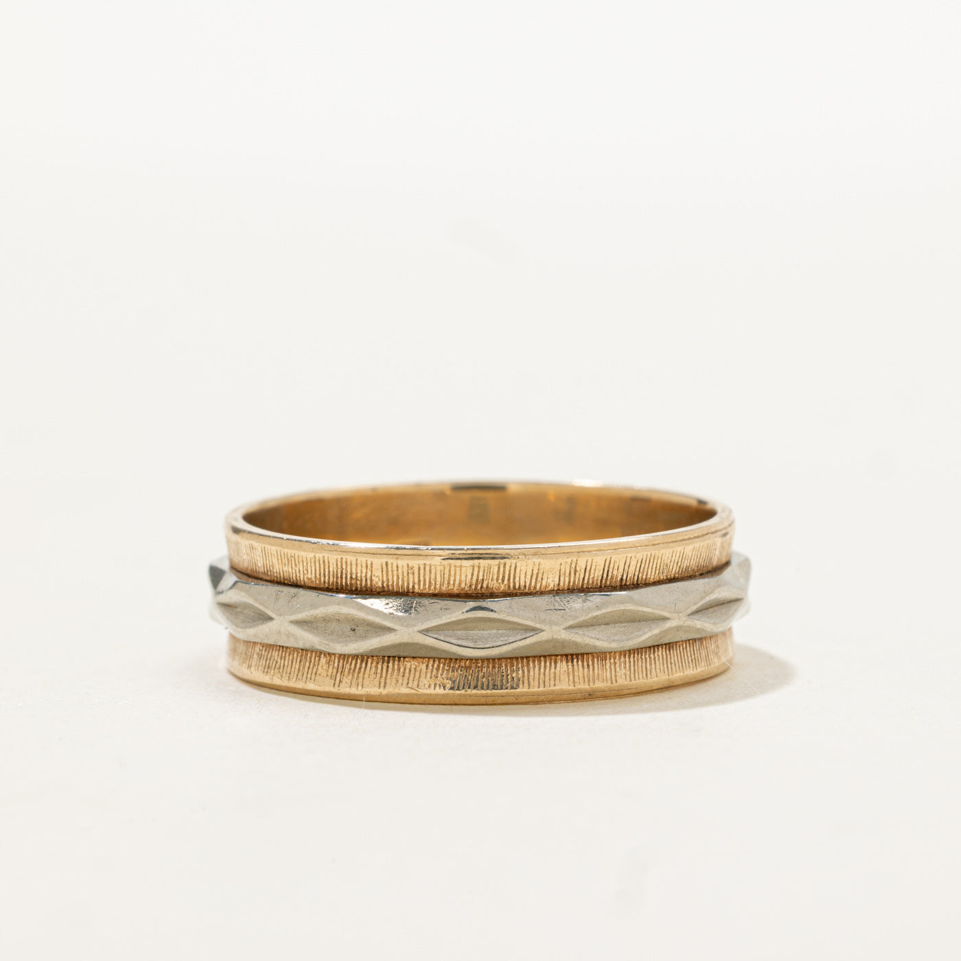 Vintage Canadian 10K Two Tone Gold Textured Band | SZ 10.75