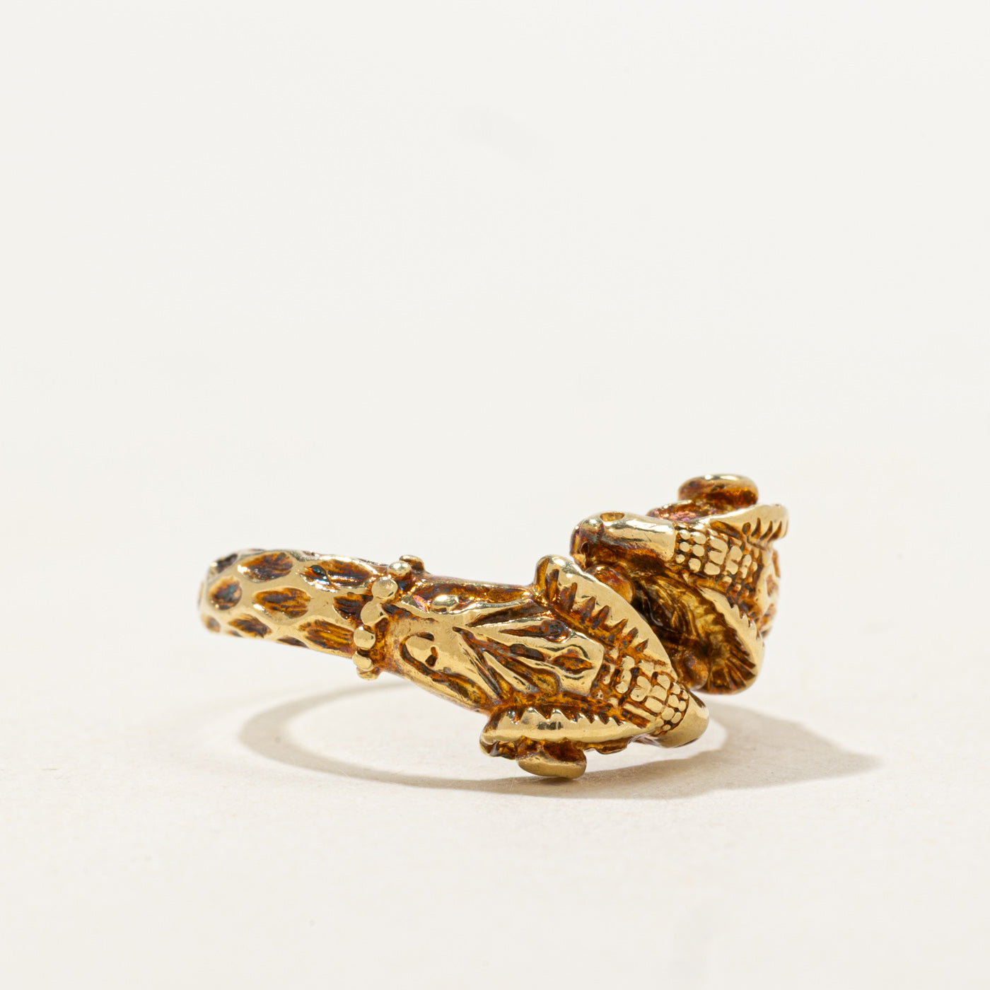 18K Double Ram Head Bypass Ring | SZ 5.75