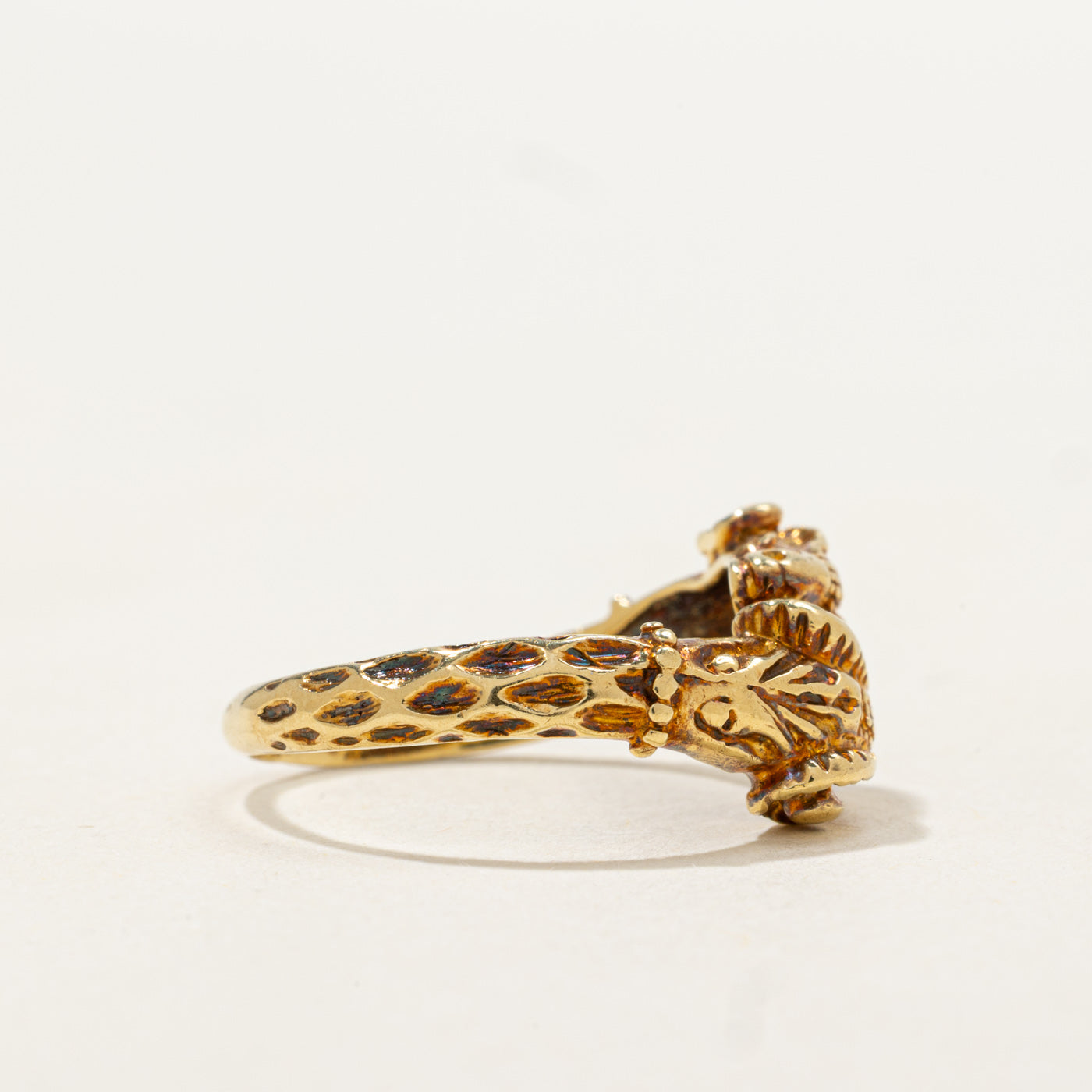 18K Double Ram Head Bypass Ring | SZ 5.75