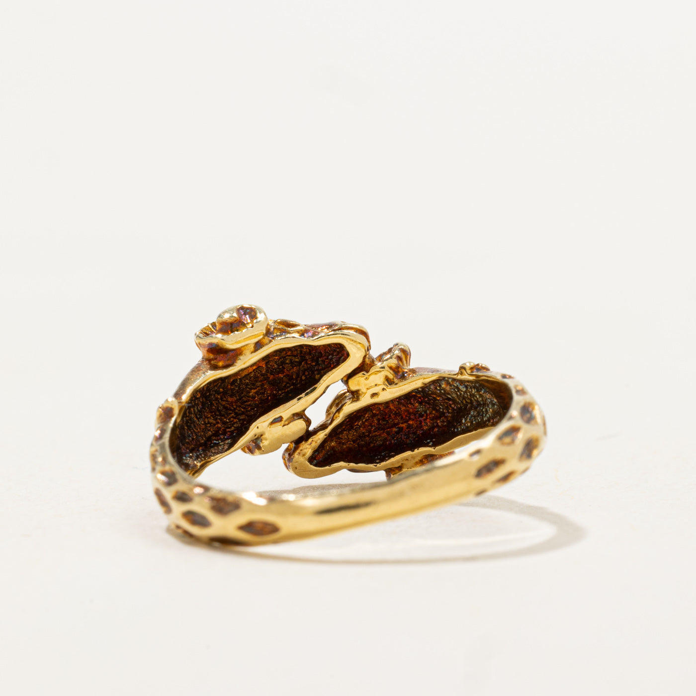 18K Double Ram Head Bypass Ring | SZ 5.75