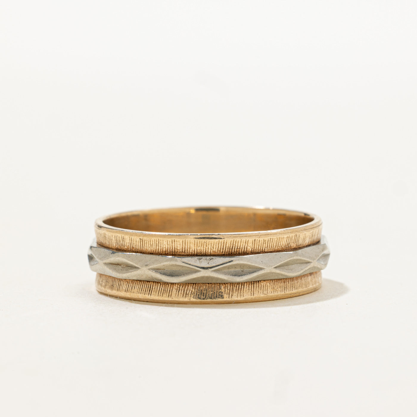 Vintage Canadian 10K Two Tone Gold Textured Band | SZ 10.75