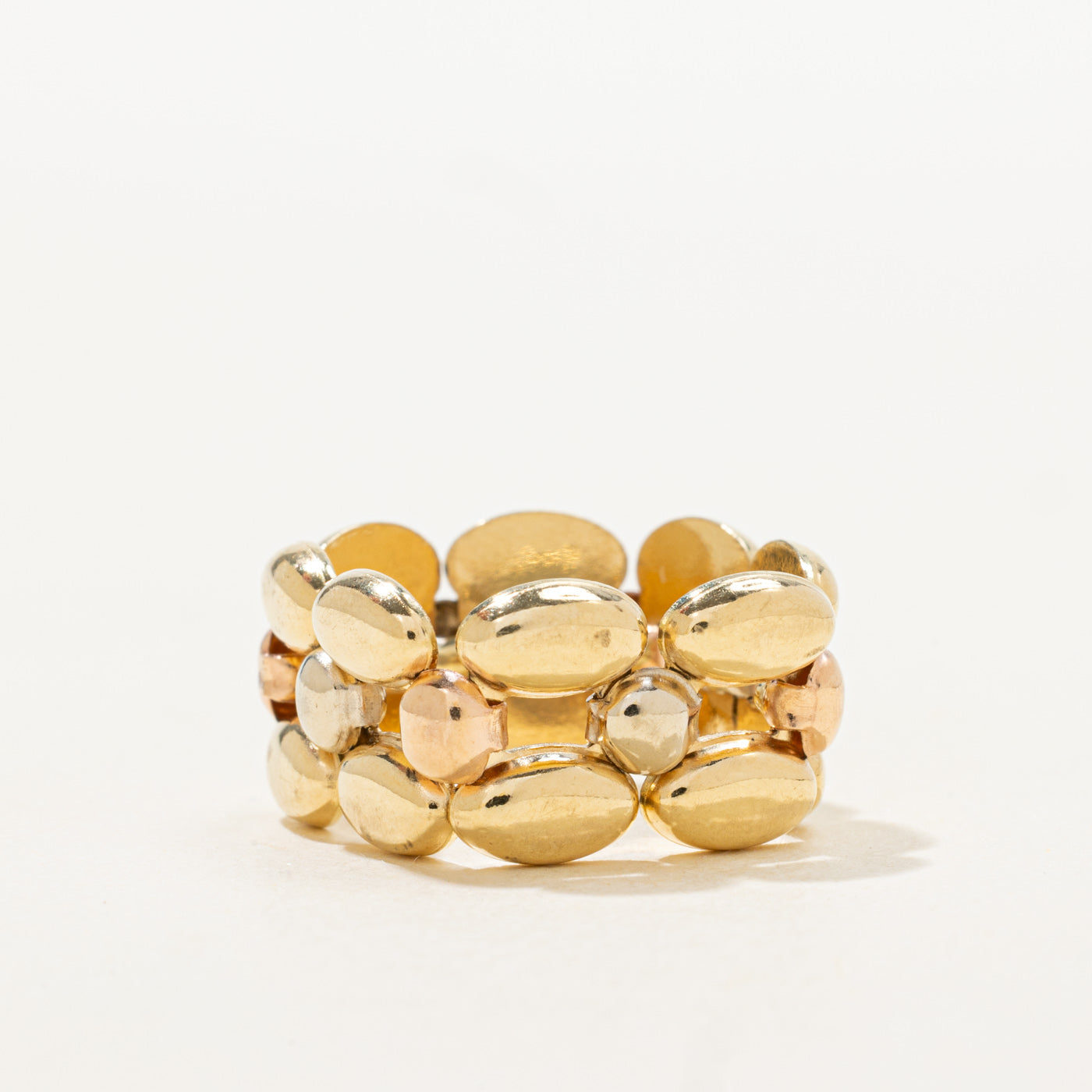 17K Two Tone Gold Panther Link Band | 10.8mm | SZ 5.5