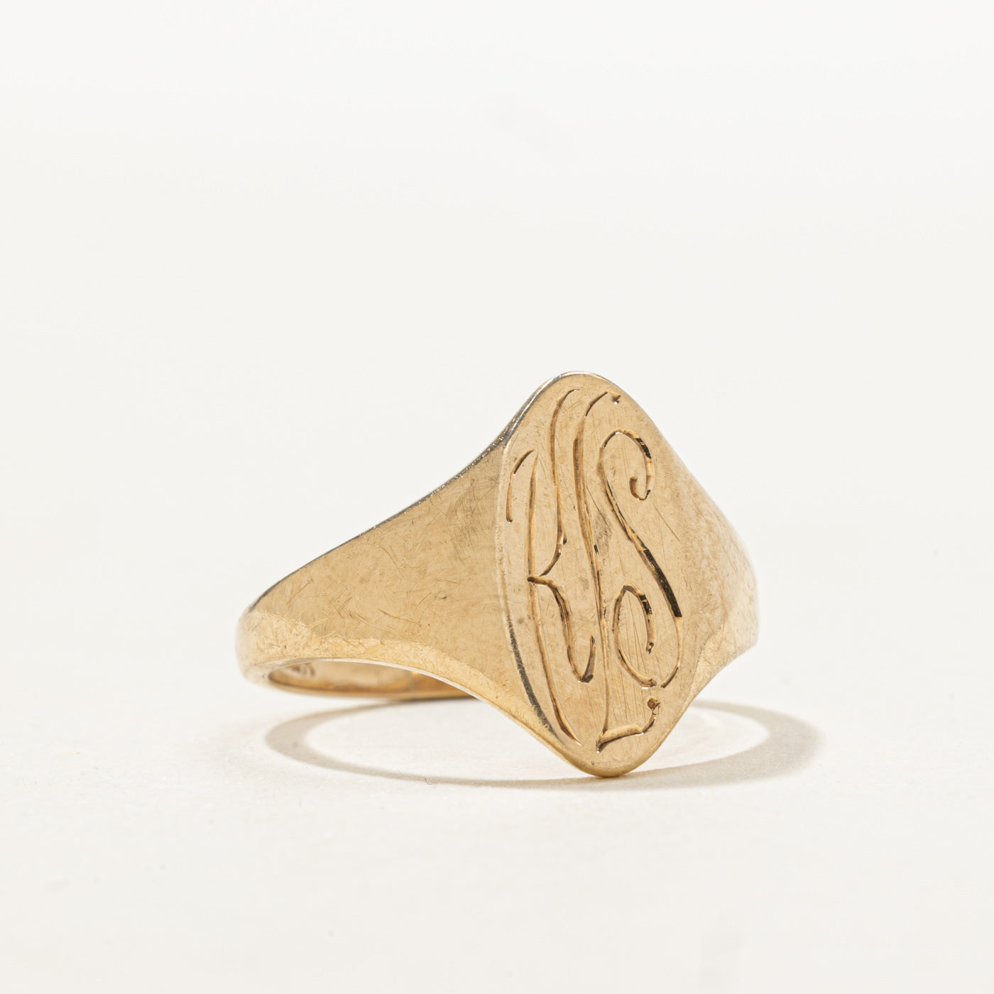 10K "KLS" Initial Signet Ring | SZ 5.75