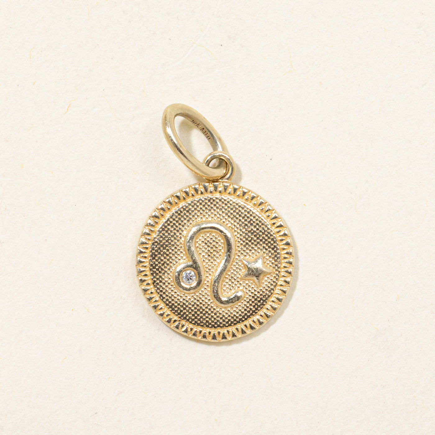 10K Diamond Leo Zodiac Charm