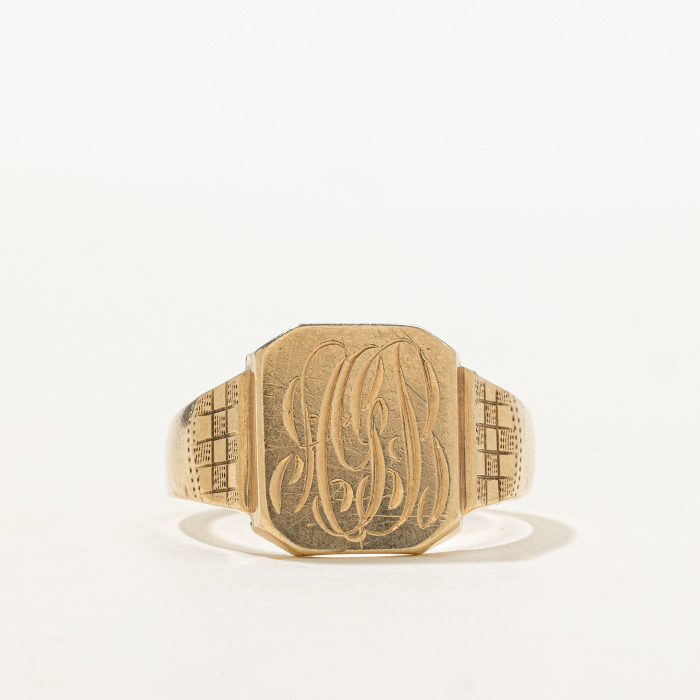 10K "HGB" Initial Signet Ring | SZ 10.75