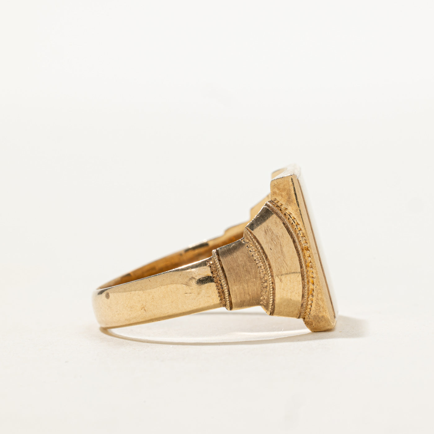 10K Textured Rectangle Signet Ring | SZ 11