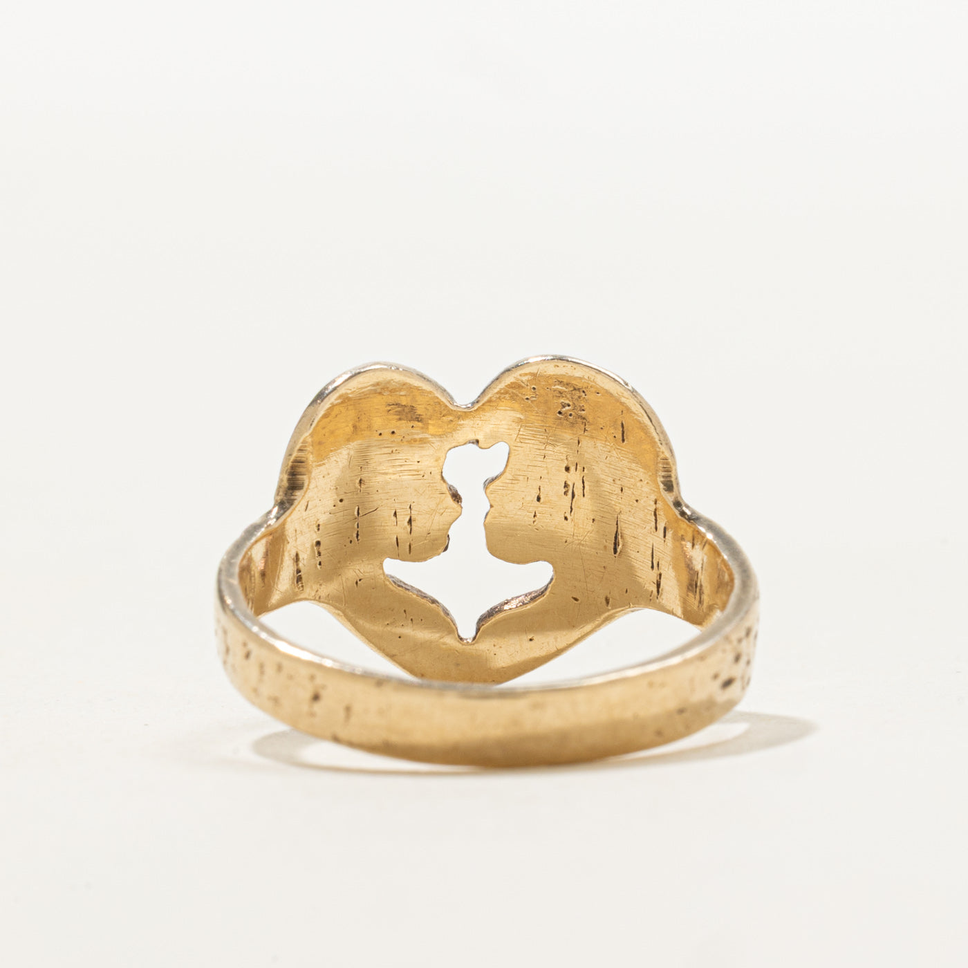 10K Double Side Portrait Heart Ring | SZ 6