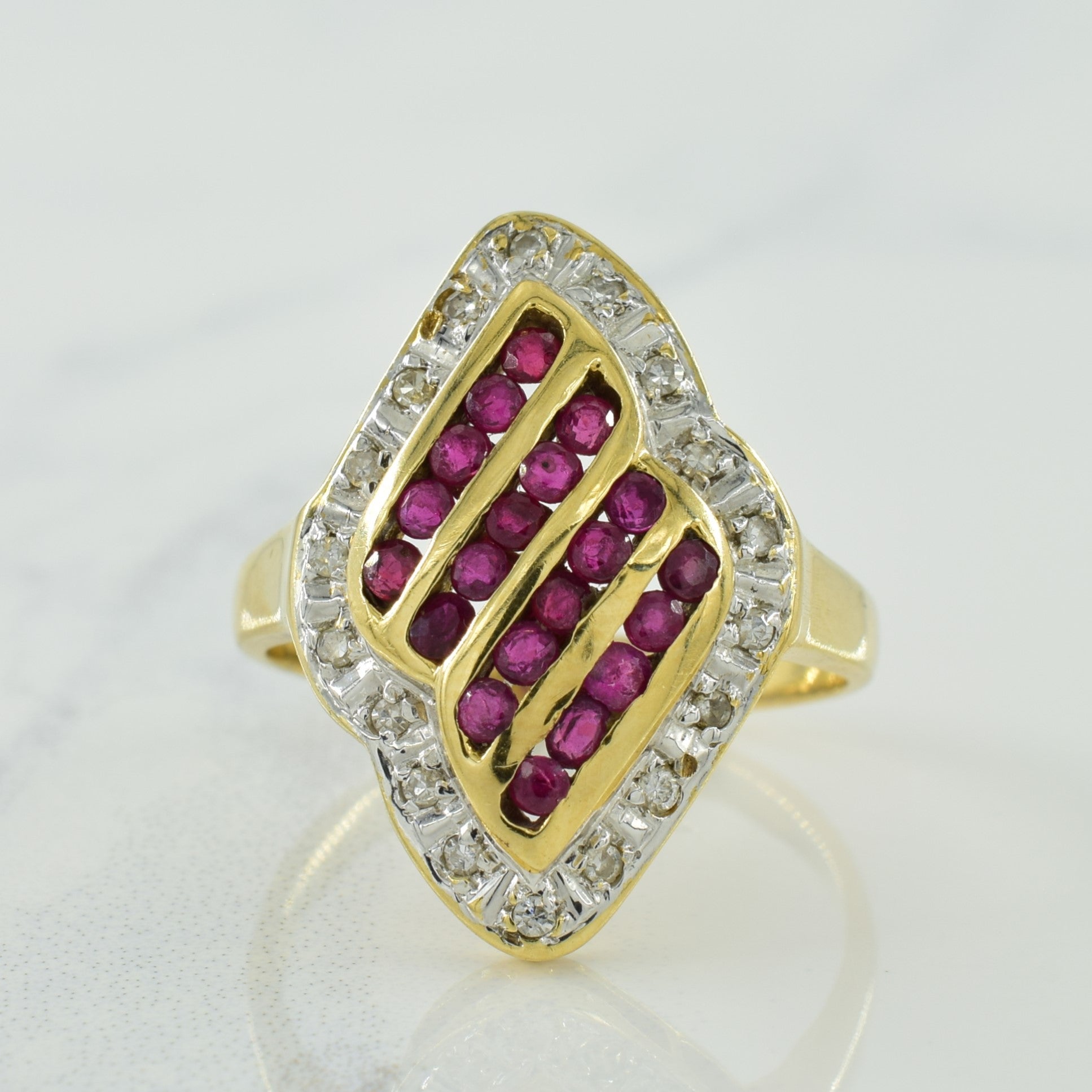 Ruby & Diamond Cocktail Ring | 0.60ctw, 0.09ctw | SZ 6.75 |
