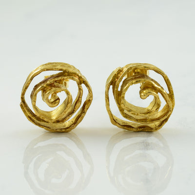 14k Yellow Gold Spiral Stud Earrings |