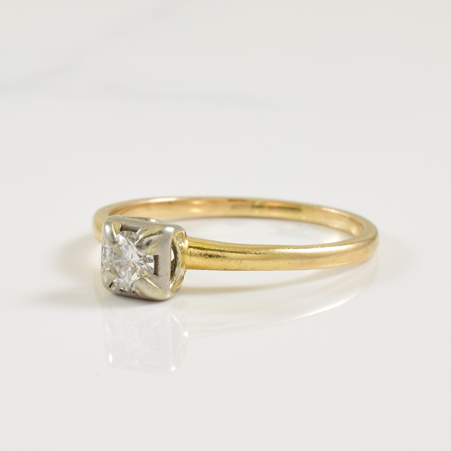 Mid Century Solitaire Diamond Ring | 0.22ct | SZ 7.5 |