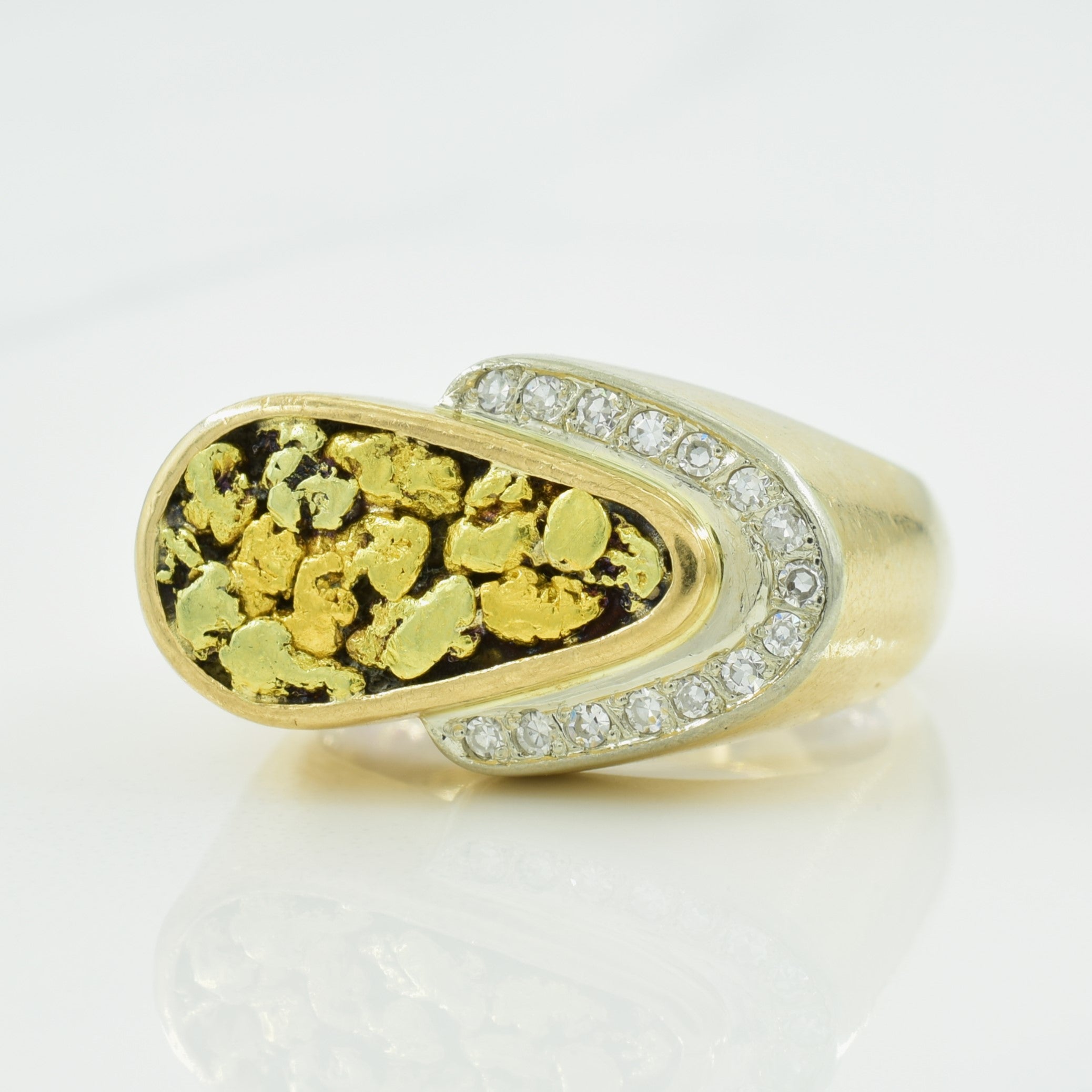 Diamond & Gold Nugget Ring | 0.14ctw | SZ 7 |