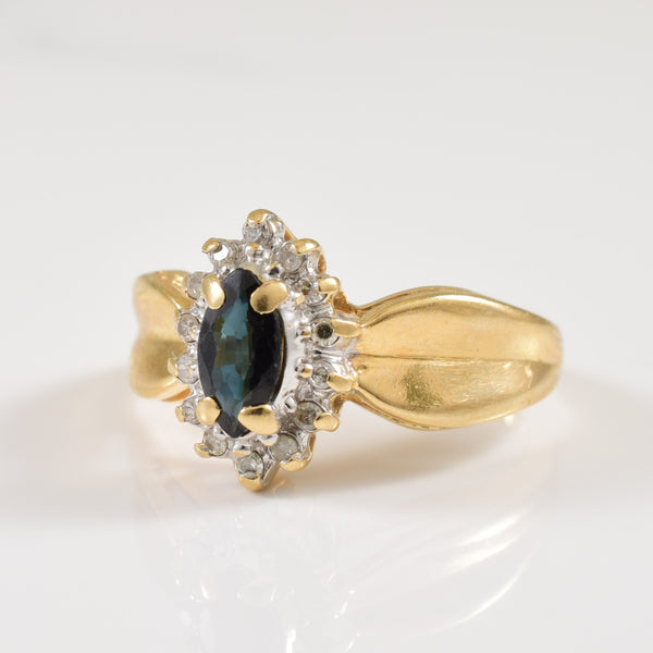 Sapphire & Diamond Halo Ring | 0.35ct, 0.07ctw | SZ 4.75 |