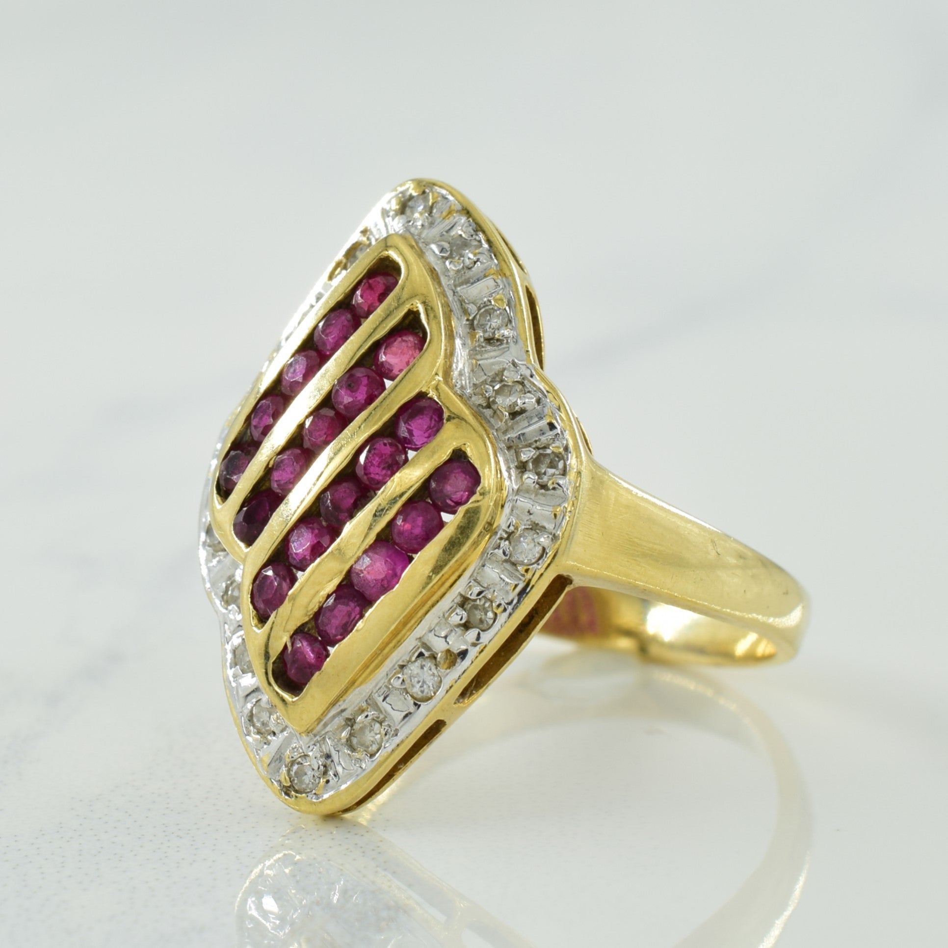 Ruby & Diamond Cocktail Ring | 0.60ctw, 0.09ctw | SZ 6.75 |