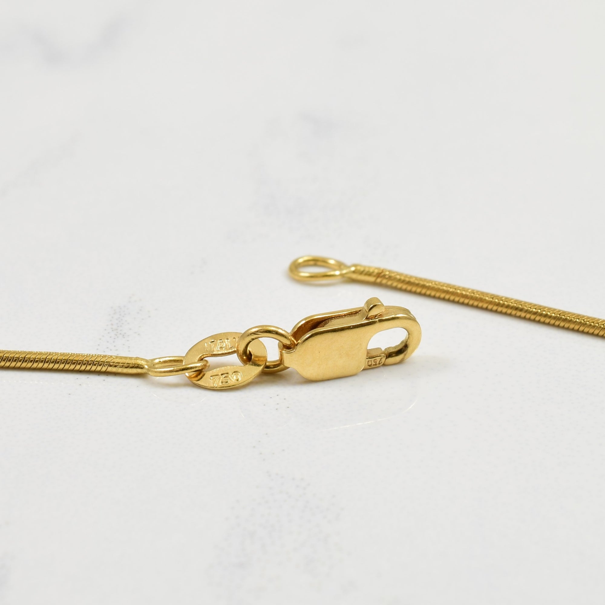 18k Yellow Gold Adjustable Snake Chain | 16