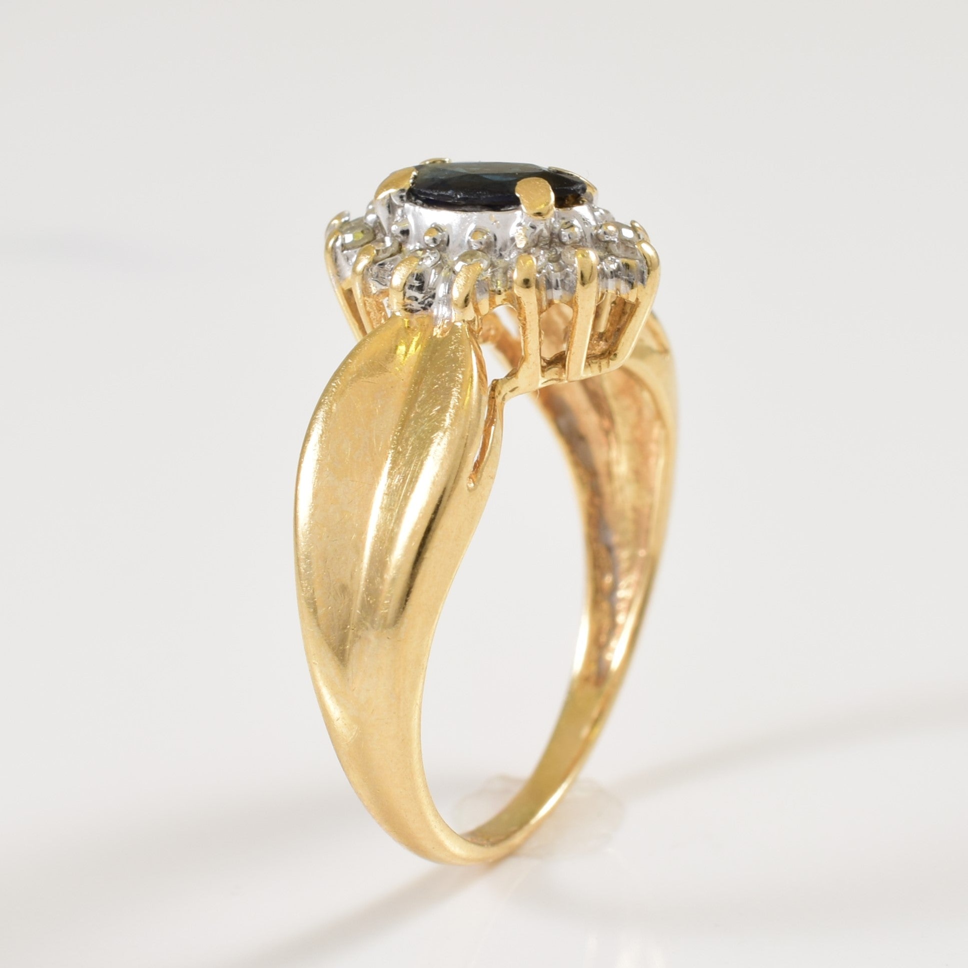 Sapphire & Diamond Halo Ring | 0.35ct, 0.07ctw | SZ 4.75 |