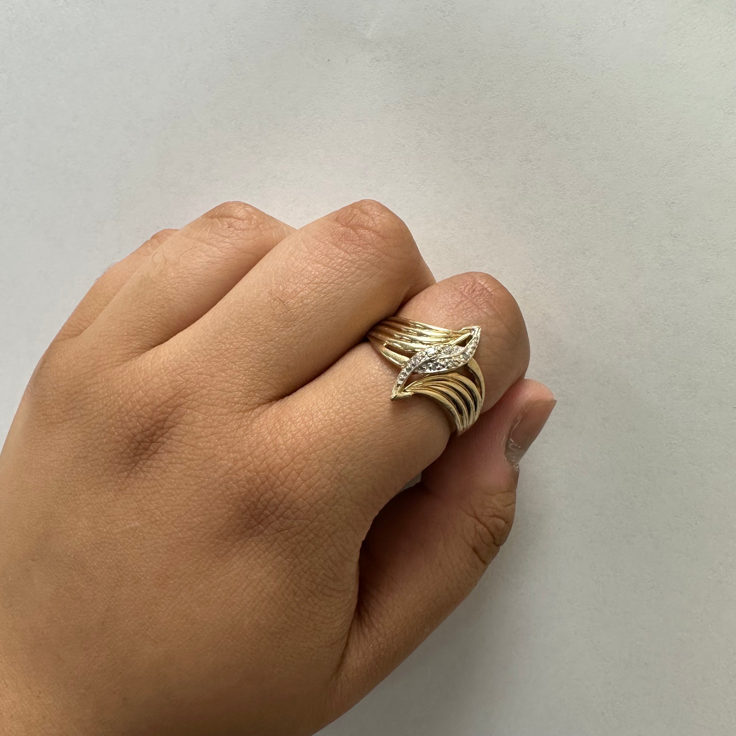 Diamond Bypass Ring | 0.06ctw | SZ 10.75 |