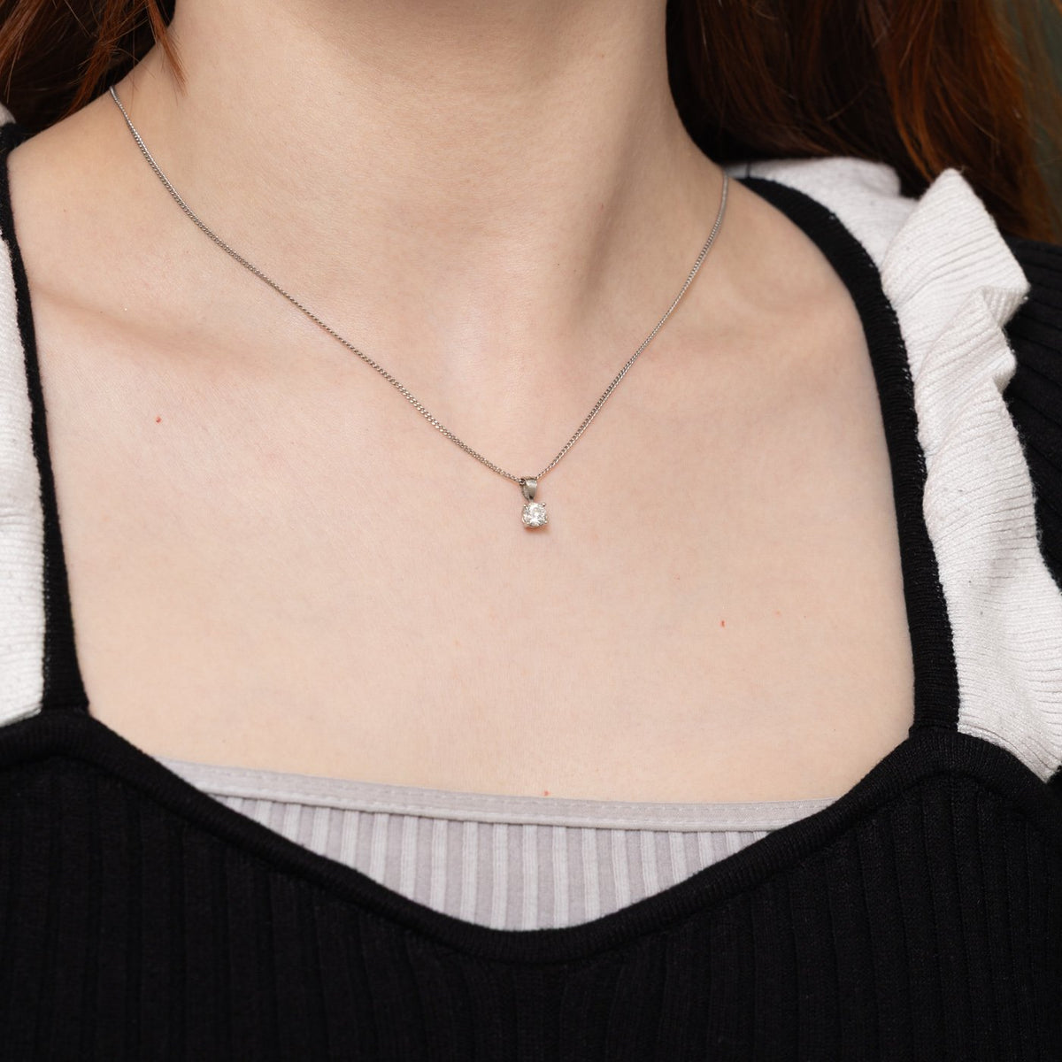 14k Solitaire Diamond Plain Pendant | 0.41ct I2 J