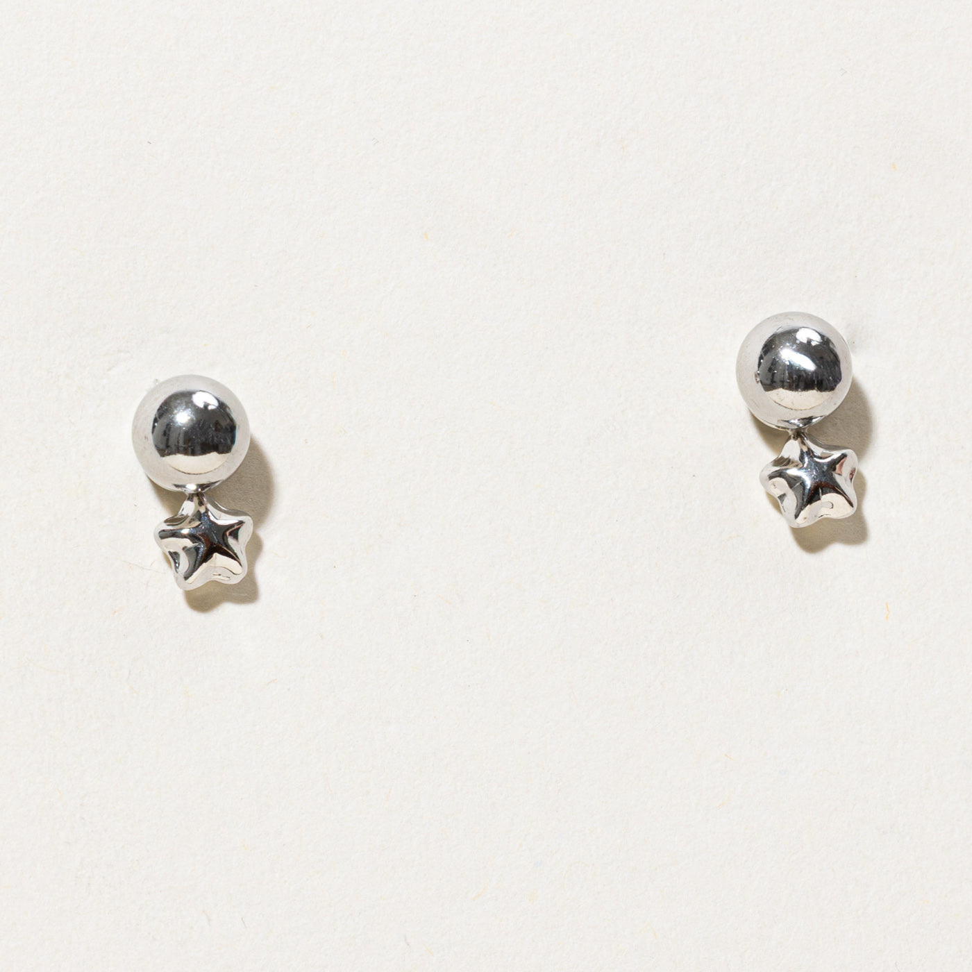 Boucles d'oreilles puces en platine, sphère et étoile