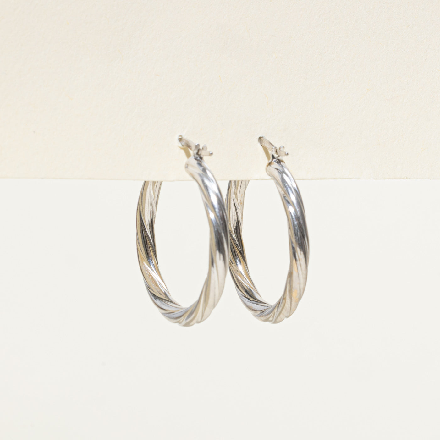 Italian 9k Grooved Hoop Earrings