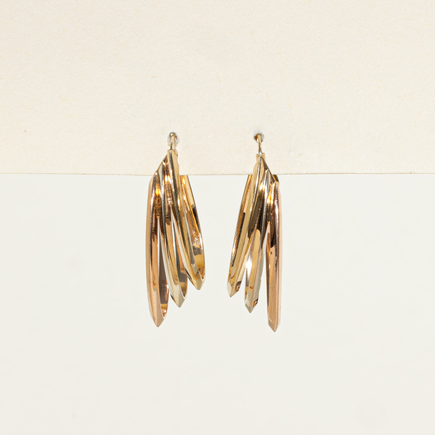 Tri Tone Gold Layered Hoop Earrings