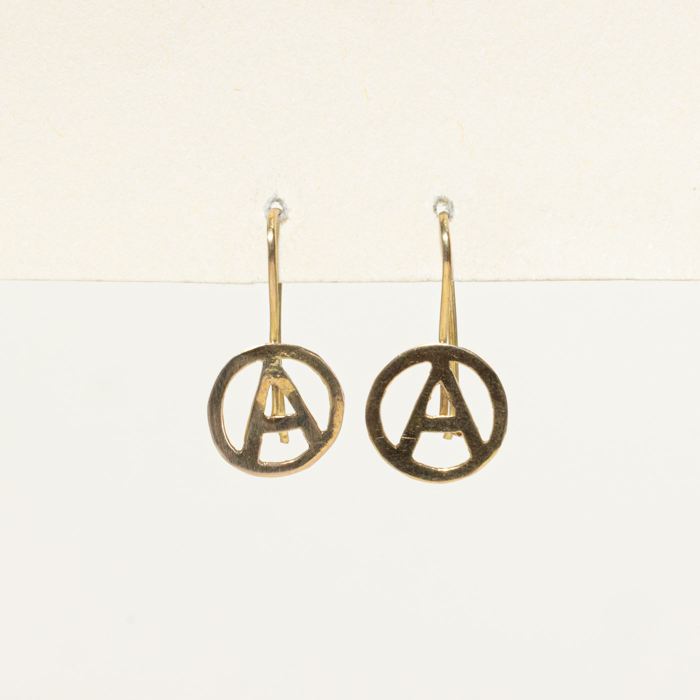 "A" Initial Drop Earrings