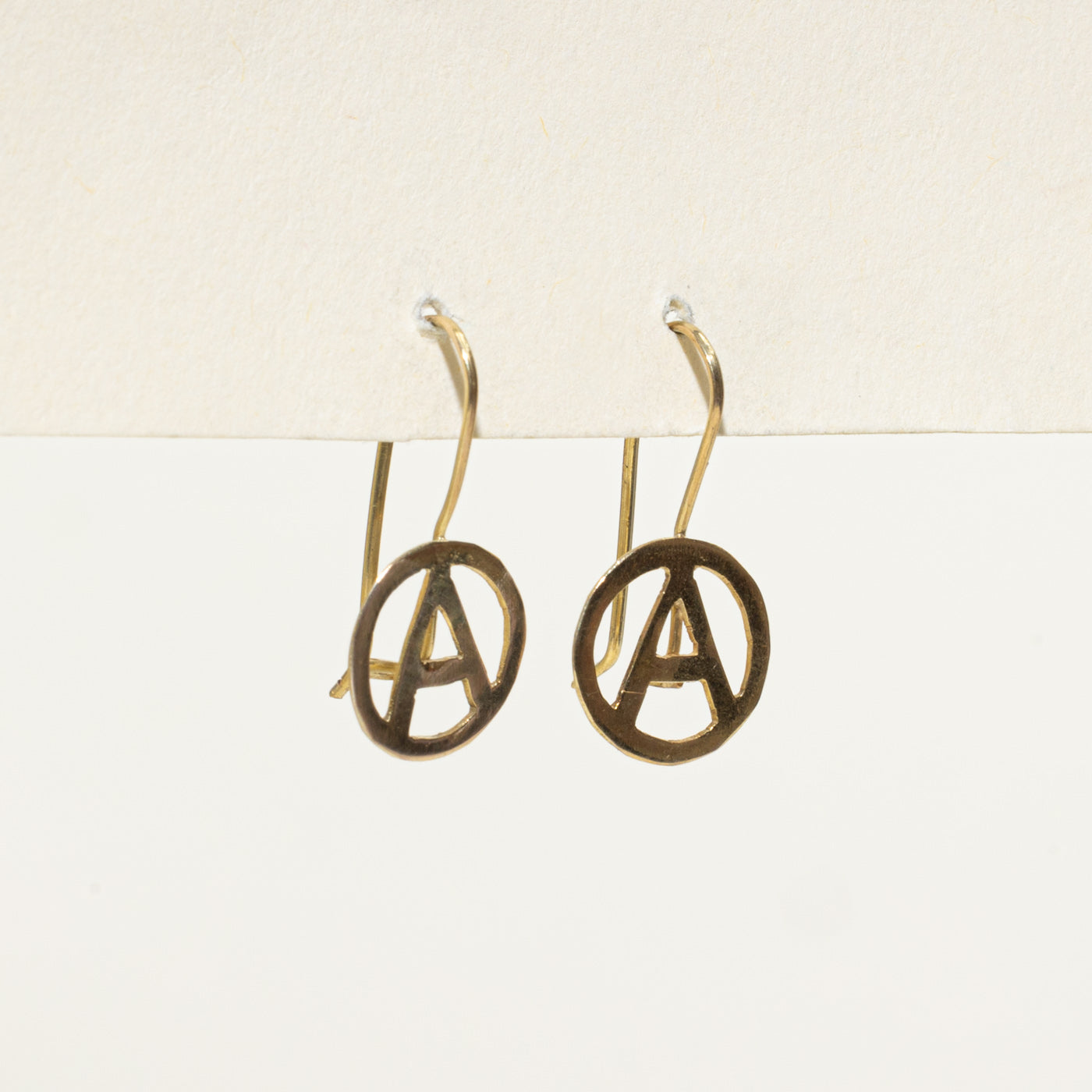 "A" Initial Drop Earrings