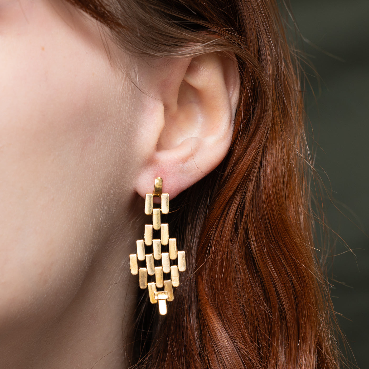 Geometric Panther Link Drop Earrings