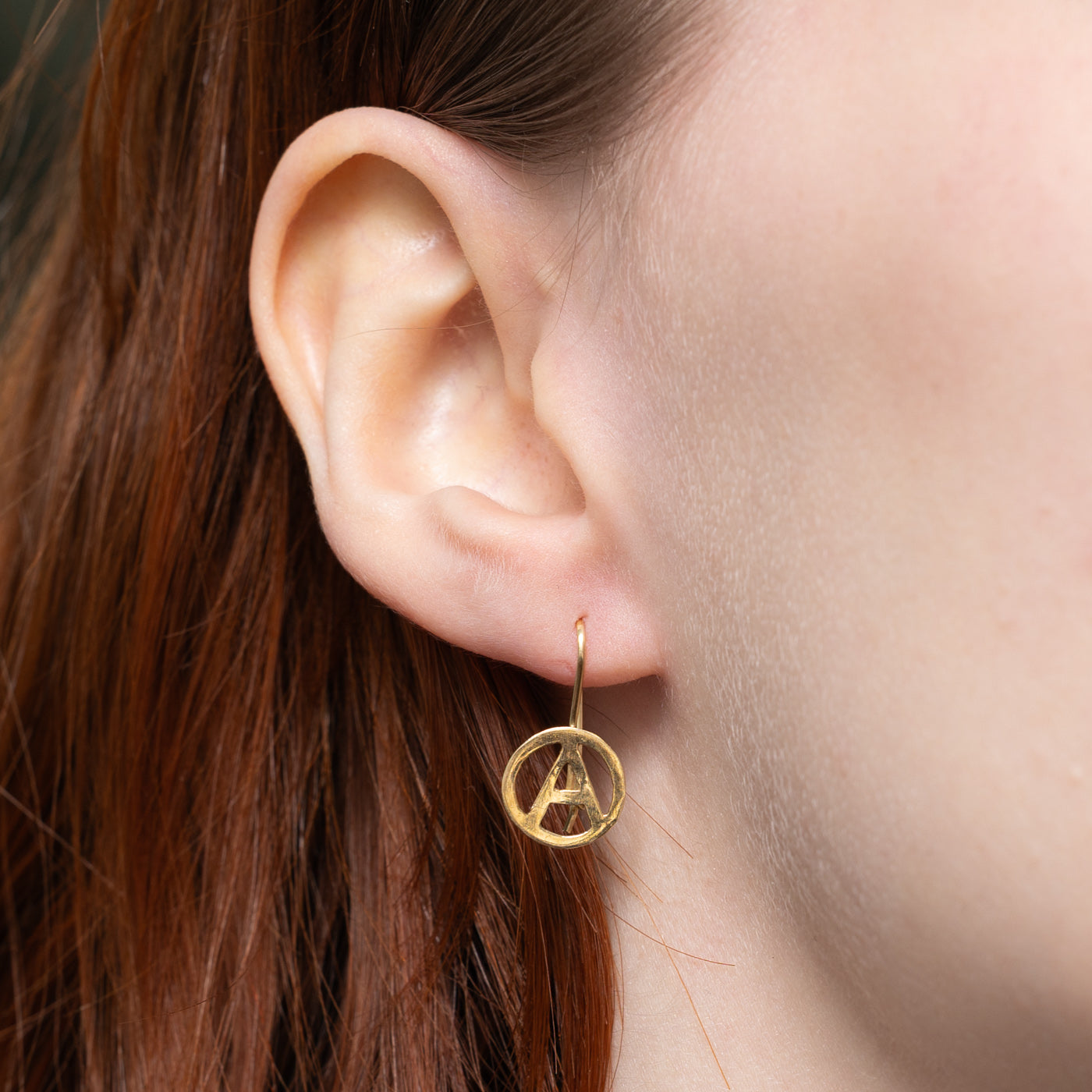 "A" Initial Drop Earrings