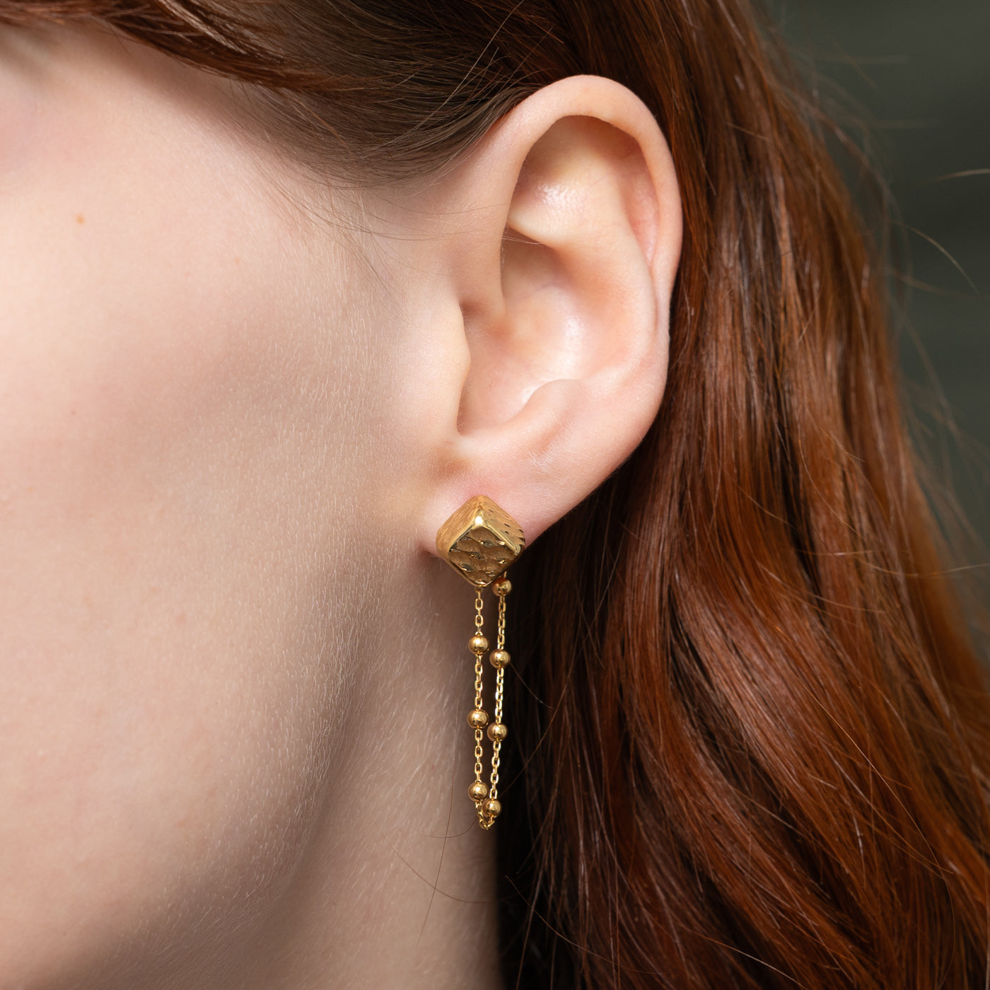 Cube Beaded Drop Earrings