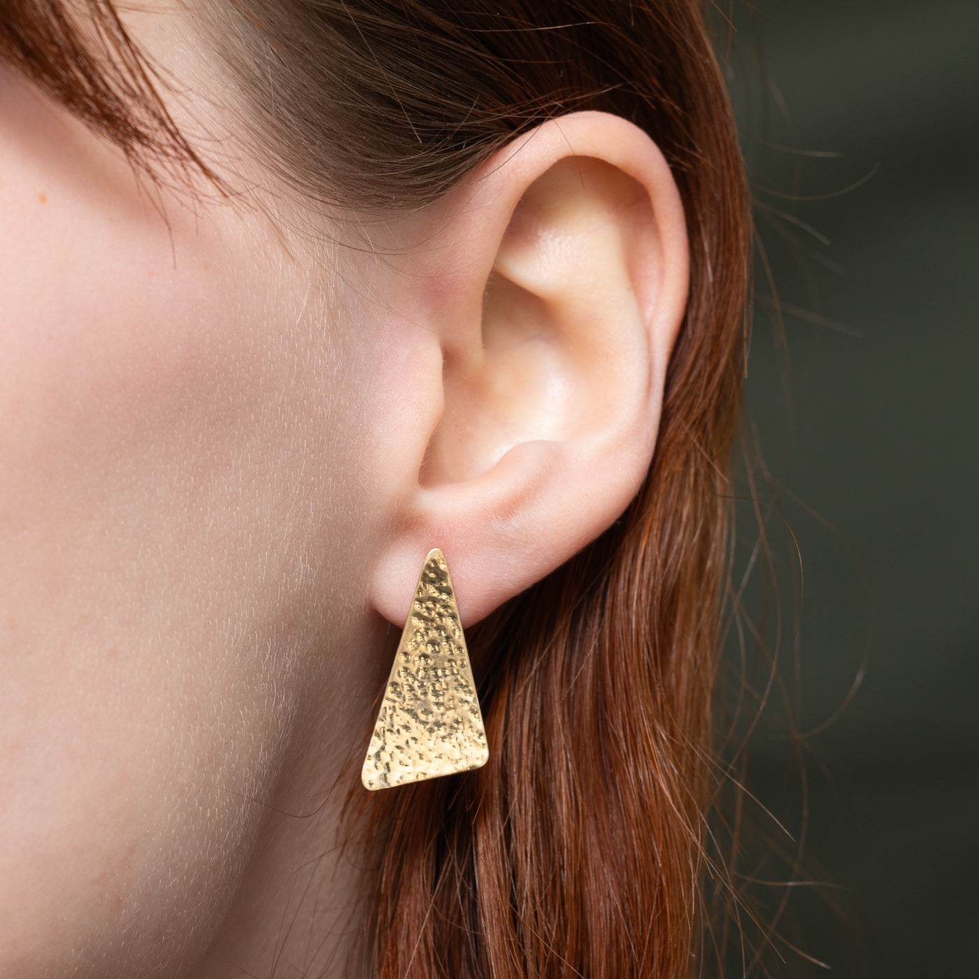 Hammered Triangle Stud Earrings