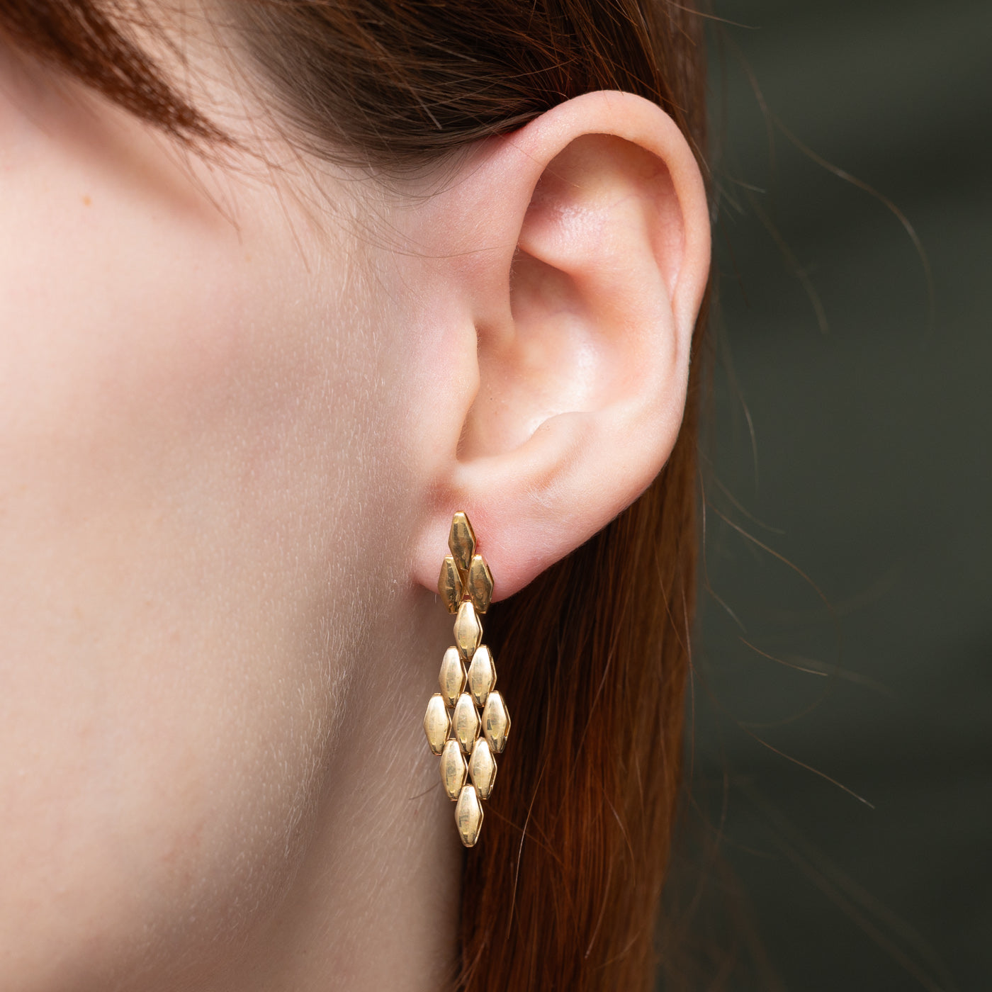 Geometric Panther Link Drop Earrings