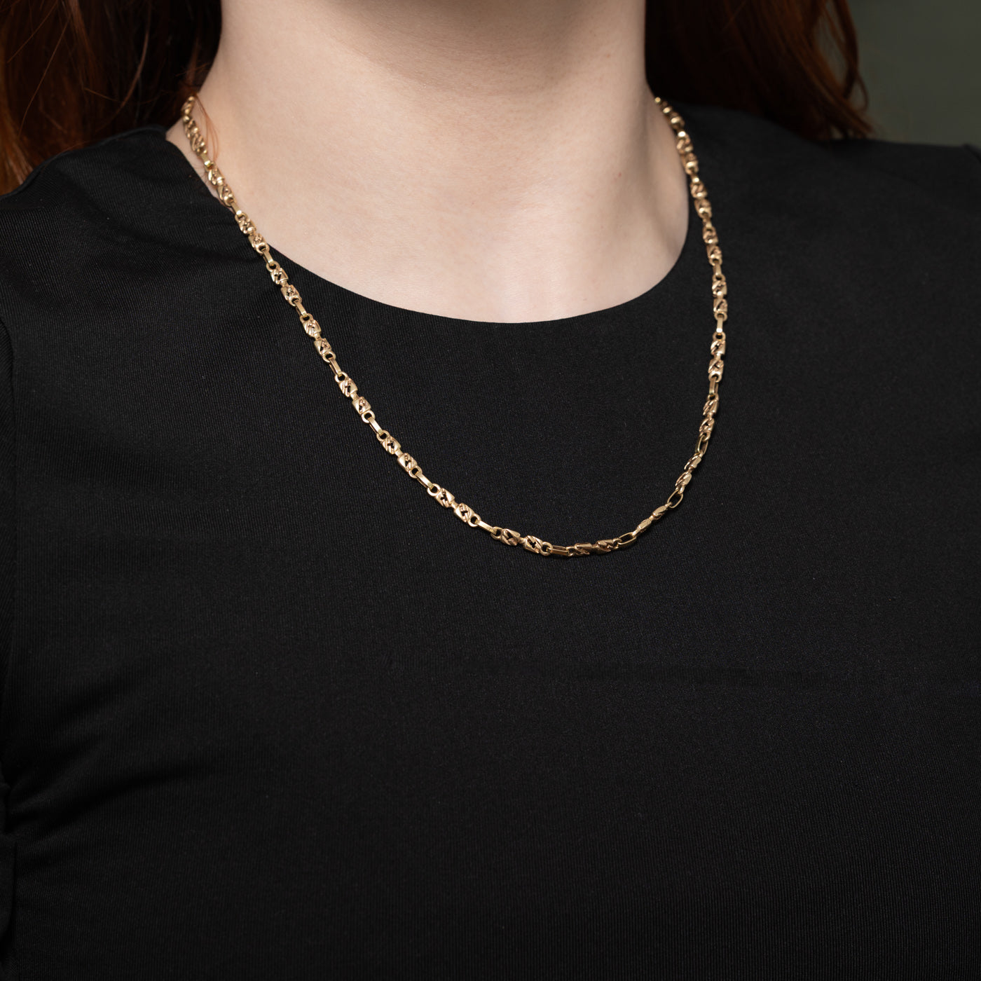 Chaîne à maillons fantaisie en or jaune 14 carats | 51 cm