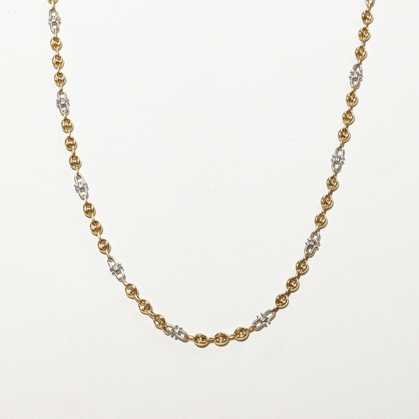 Chaîne ancre bicolore en or 10 carats | 51 cm