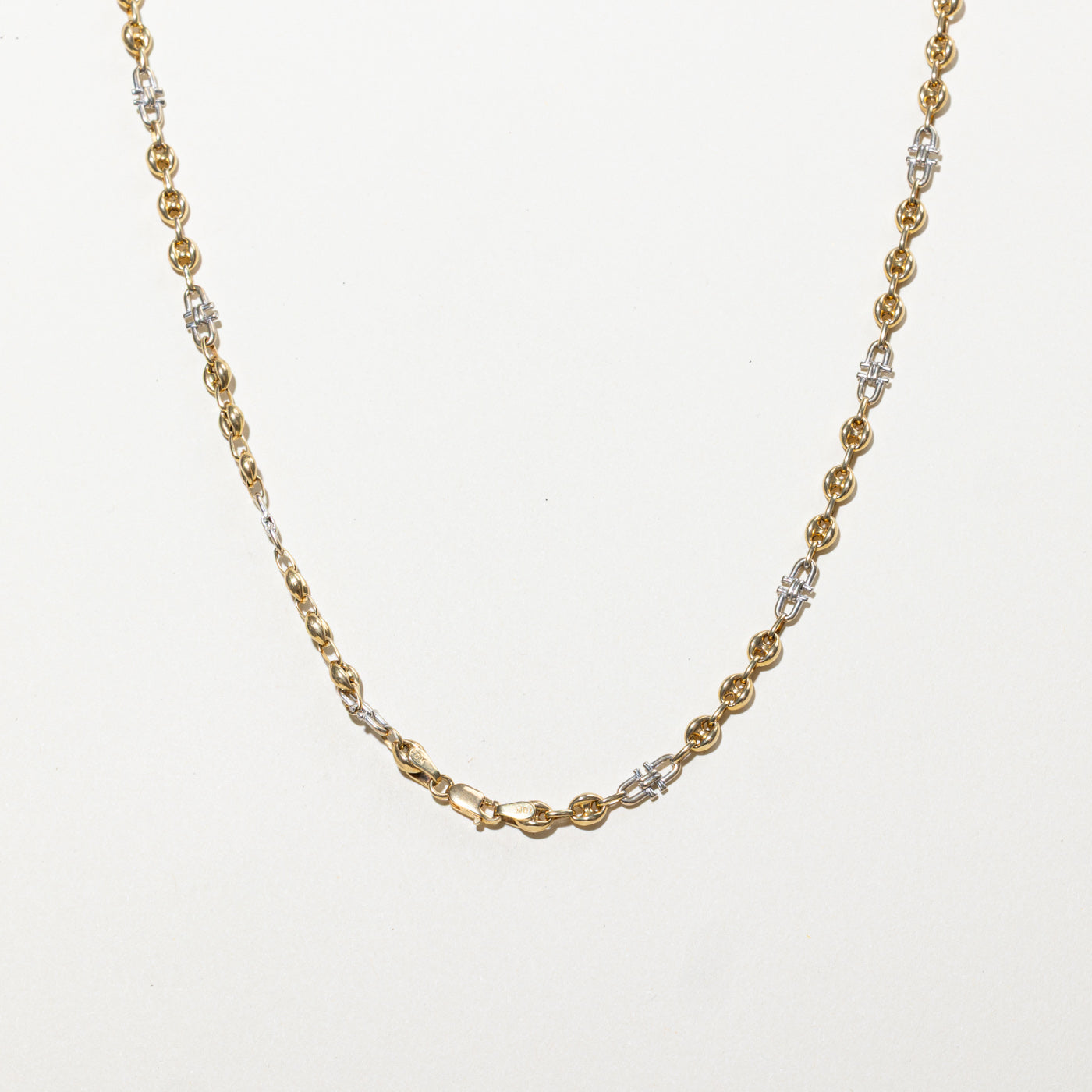 Chaîne ancre bicolore en or 10 carats | 51 cm