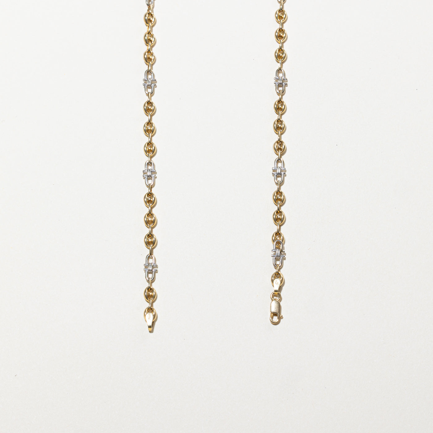Chaîne ancre bicolore en or 10 carats | 51 cm