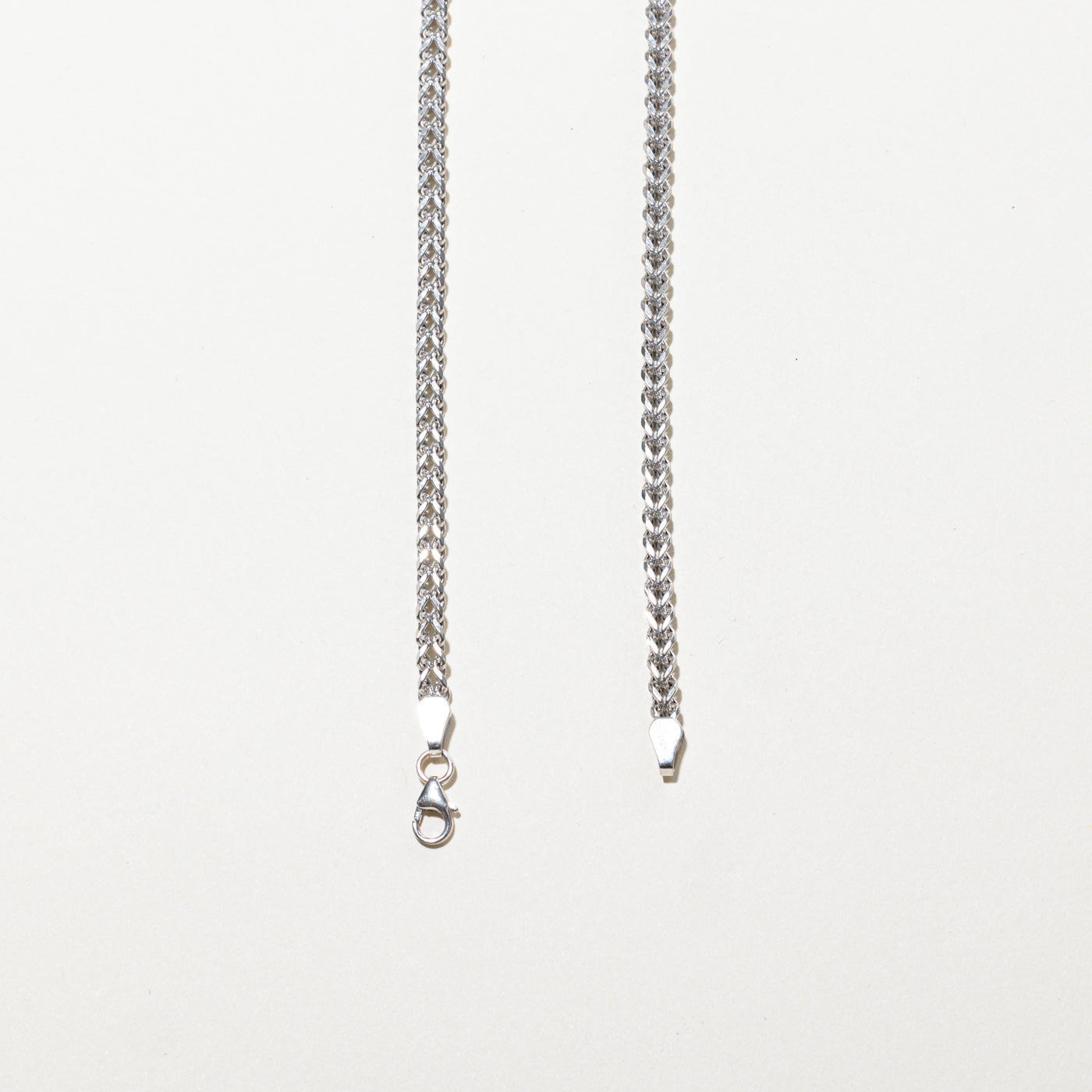 Chaîne blé en or blanc 14 carats | 48 cm 