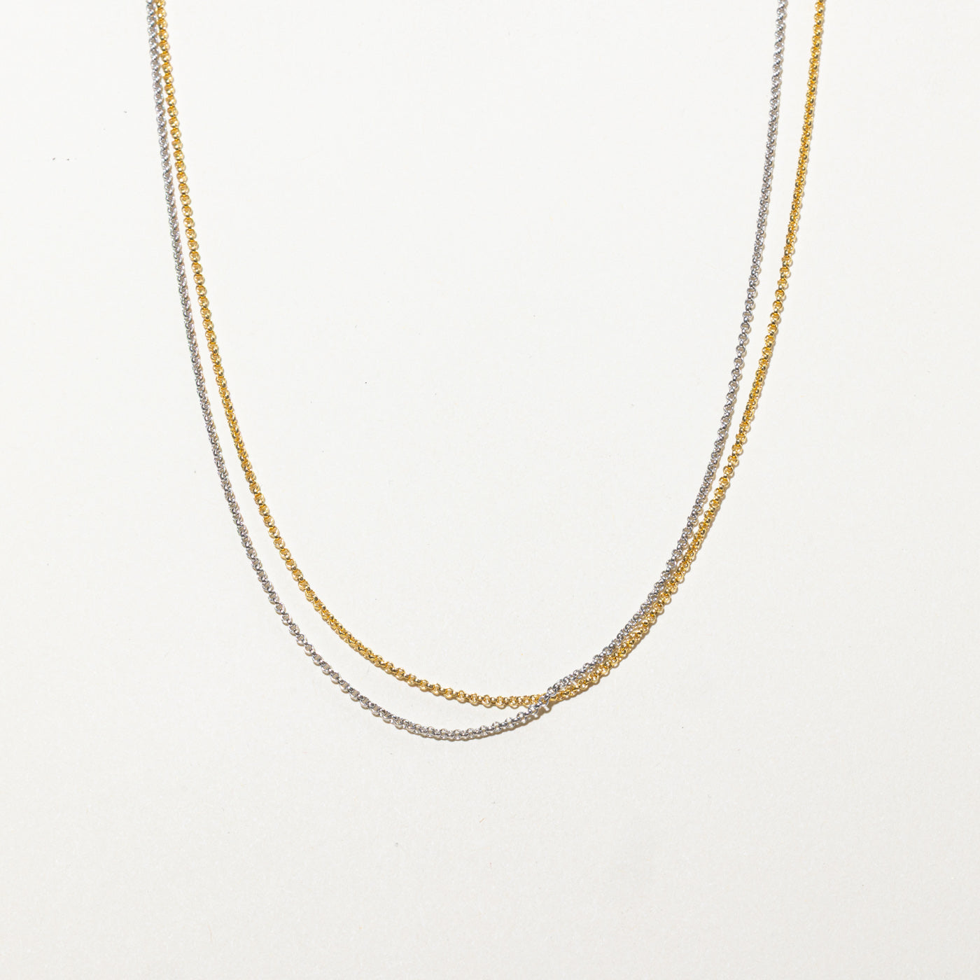 Chaîne à maillons câblés en or jaune et blanc 18 carats | 38 cm