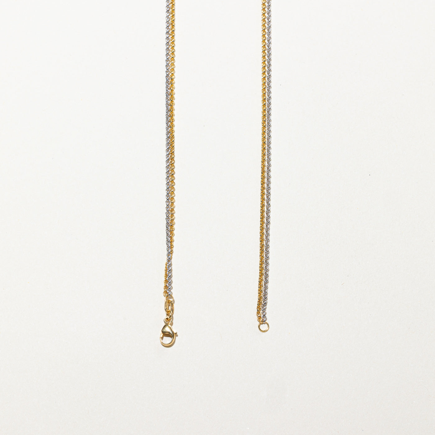 18k Yellow & White Gold Cable Link Layered Chain | 15"
