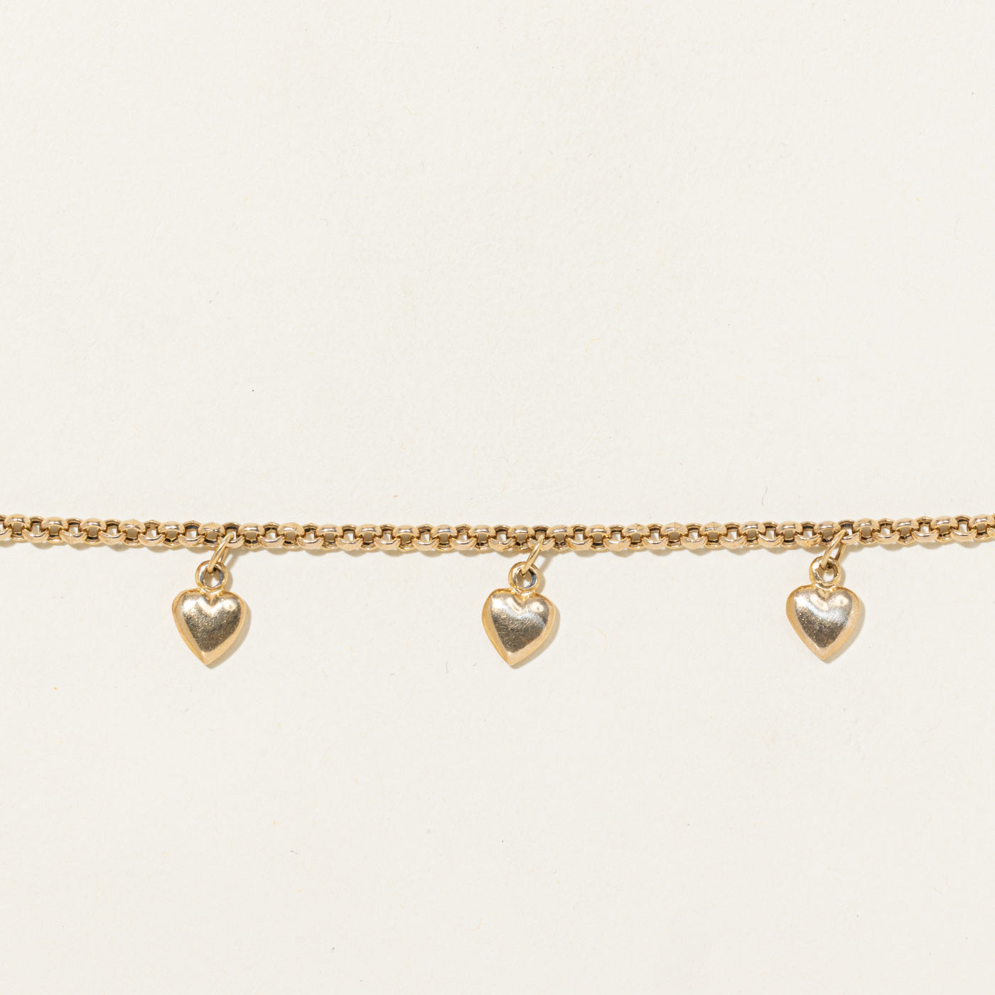 14k Yellow Gold Heart Charm Bracelet | 7.5"