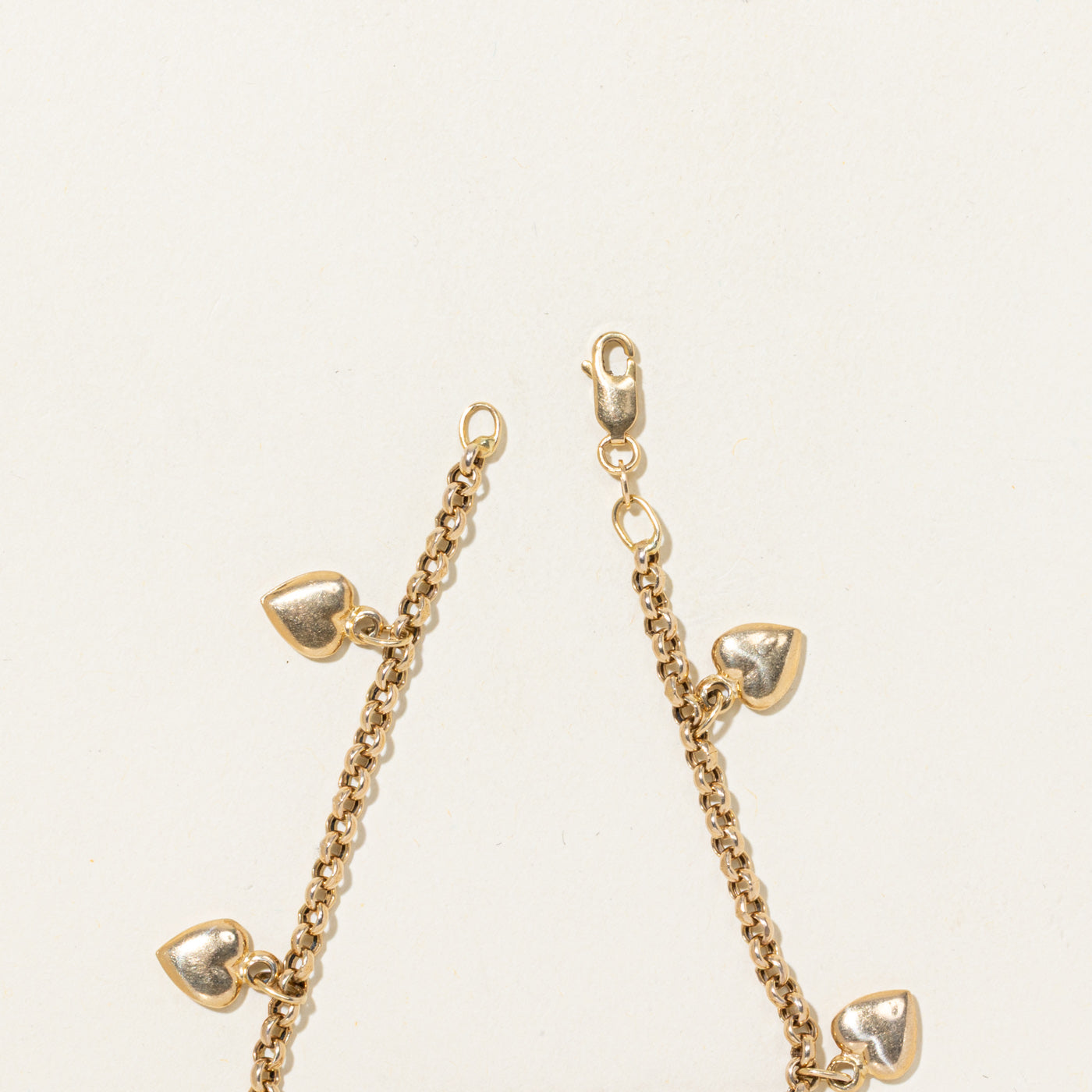 14k Yellow Gold Heart Charm Bracelet | 7.5"