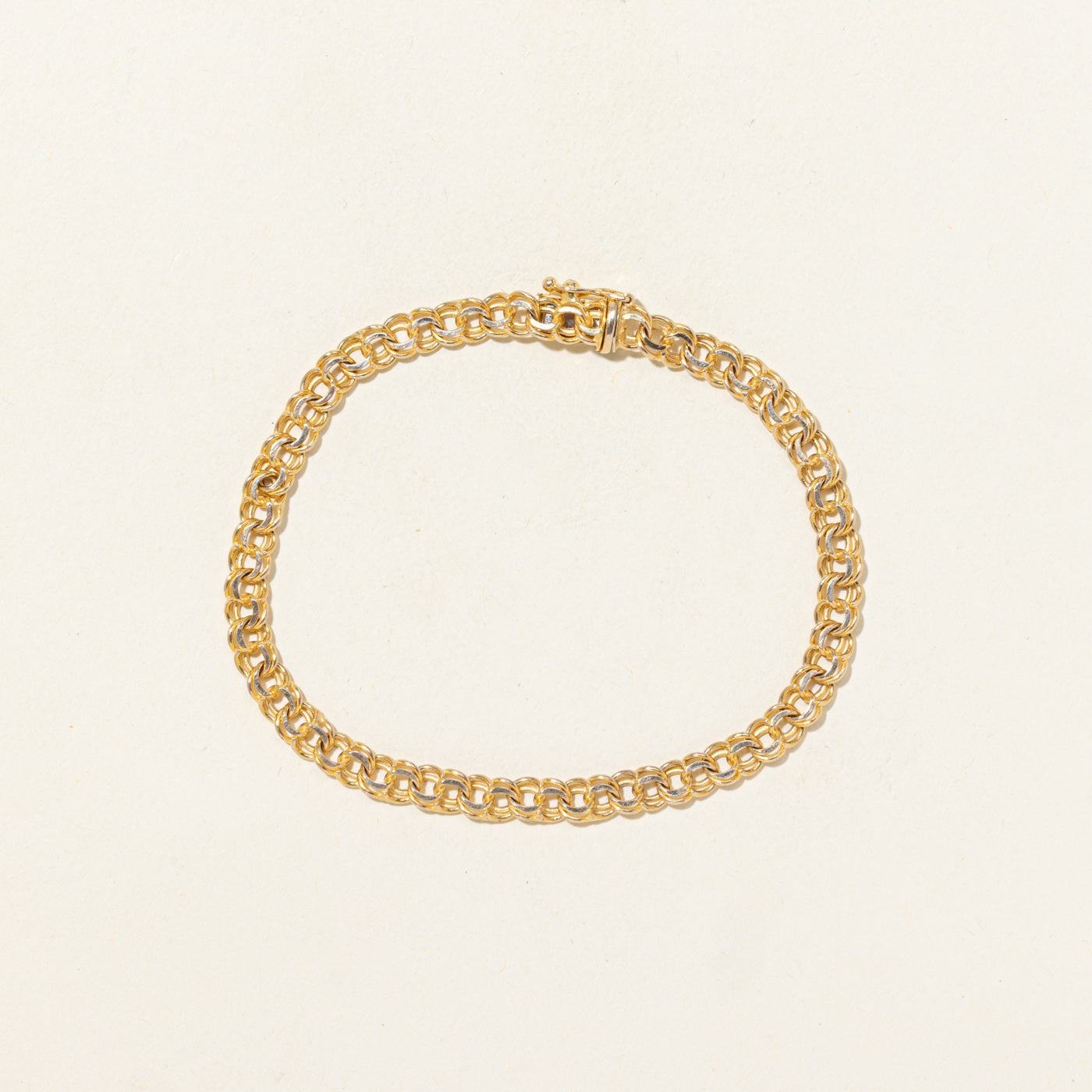 Bracelet italien à double maillons en or 14 carats | 18 cm